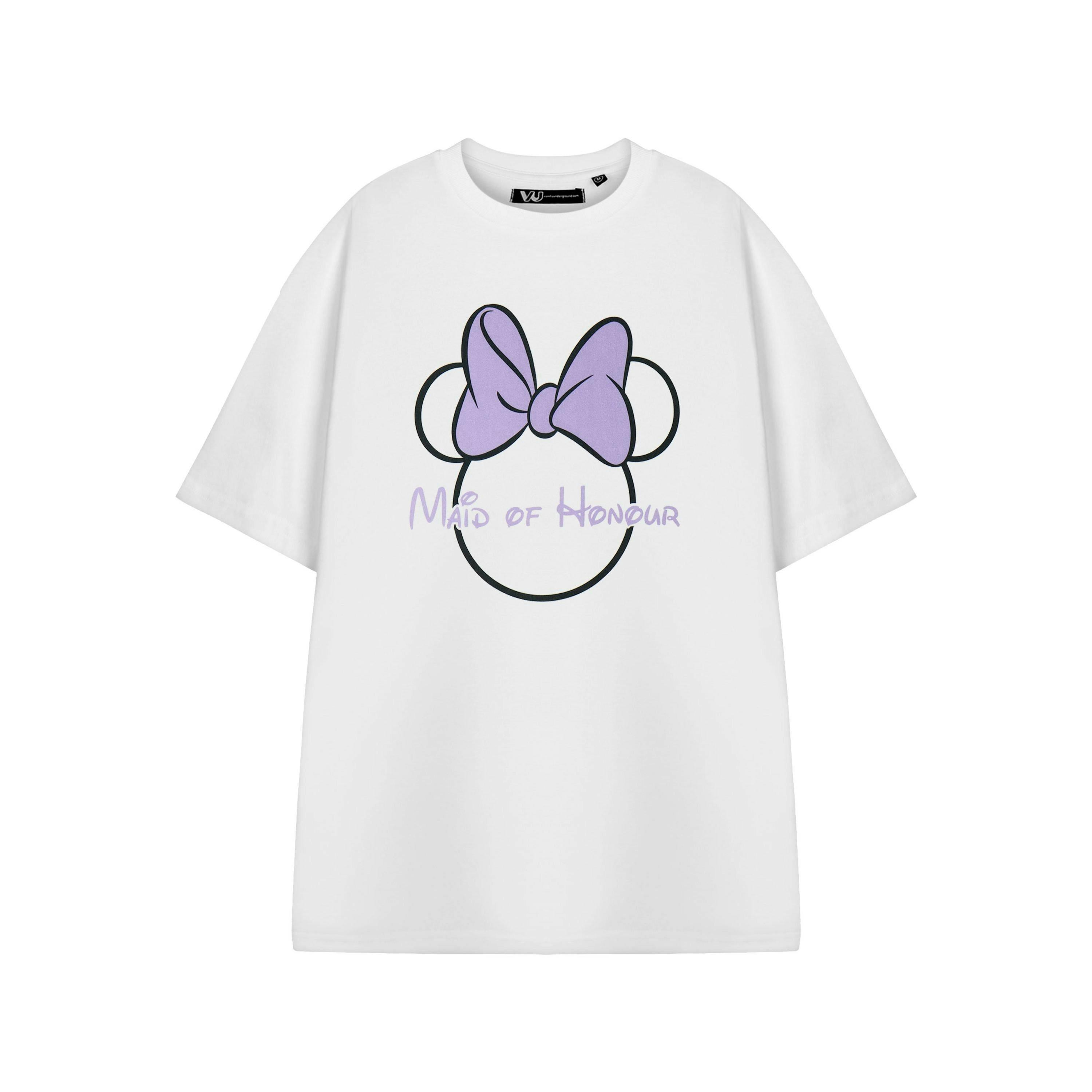 Disney Minnie Mouse Womens White Maid Of Honour Hen Party Short Sleeved T-Shirt by Vanilla Underground , view 1 of 1