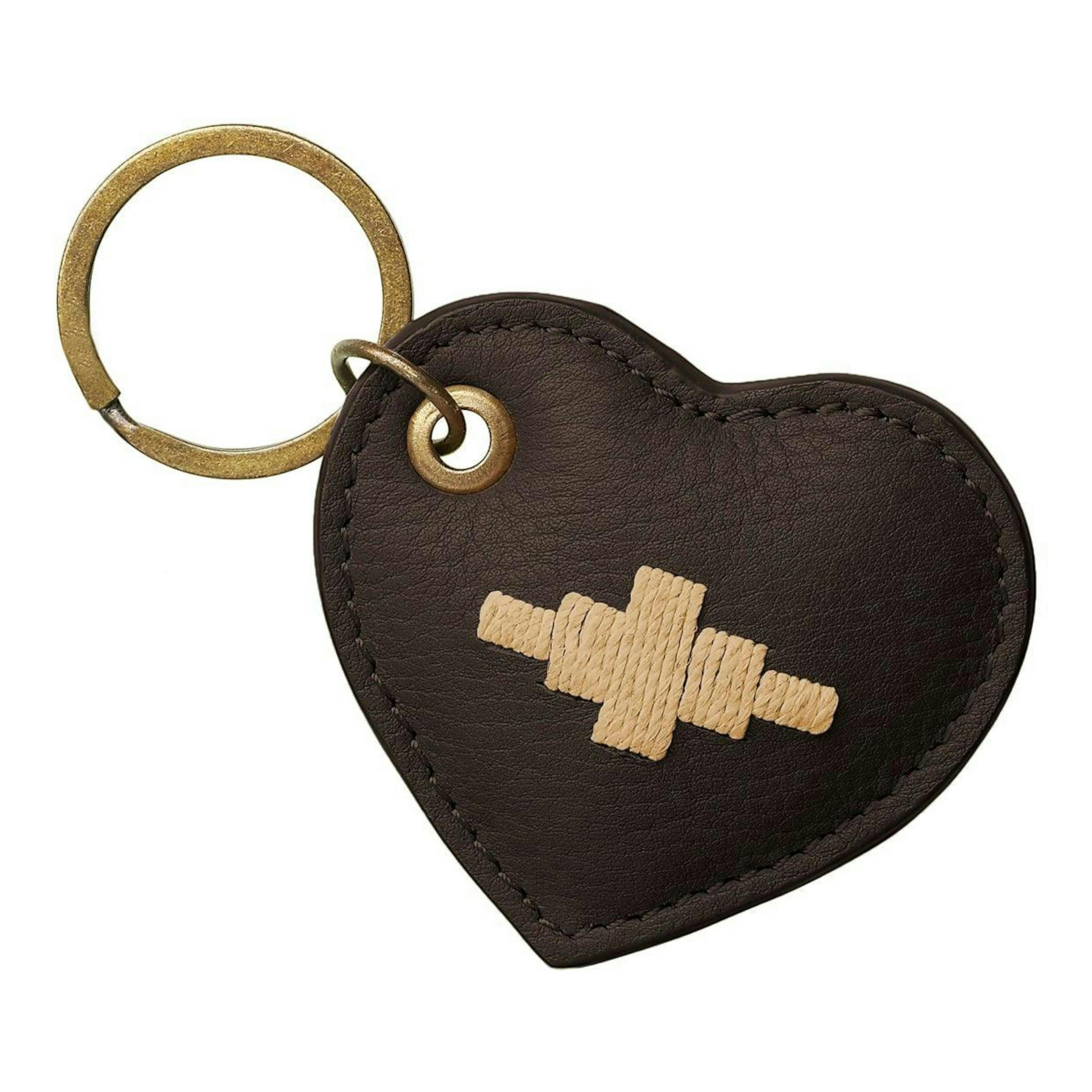 Vida heart keyring - brown leather , view 1 of 1