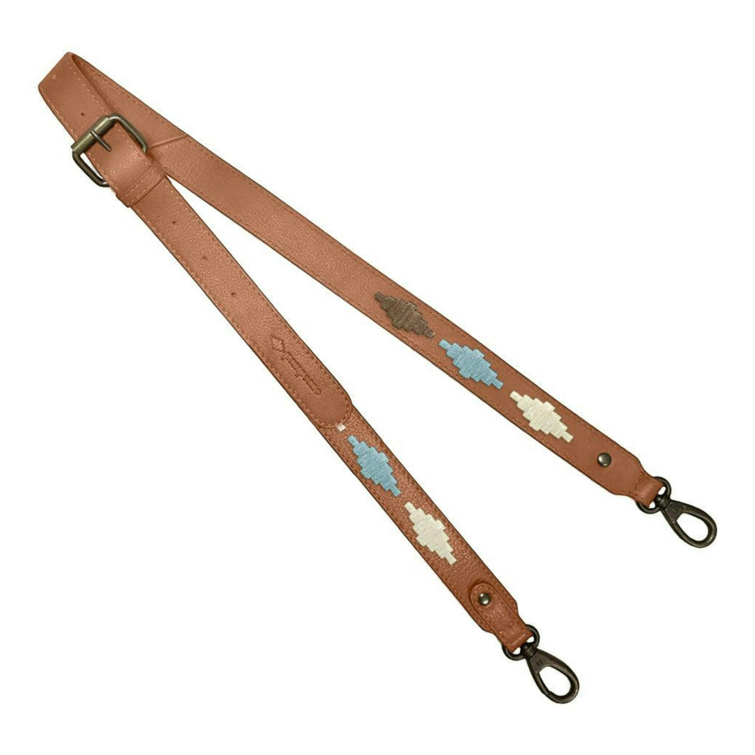 tan leather skinny strap with light brown and cream leather strap , view 1 of 1