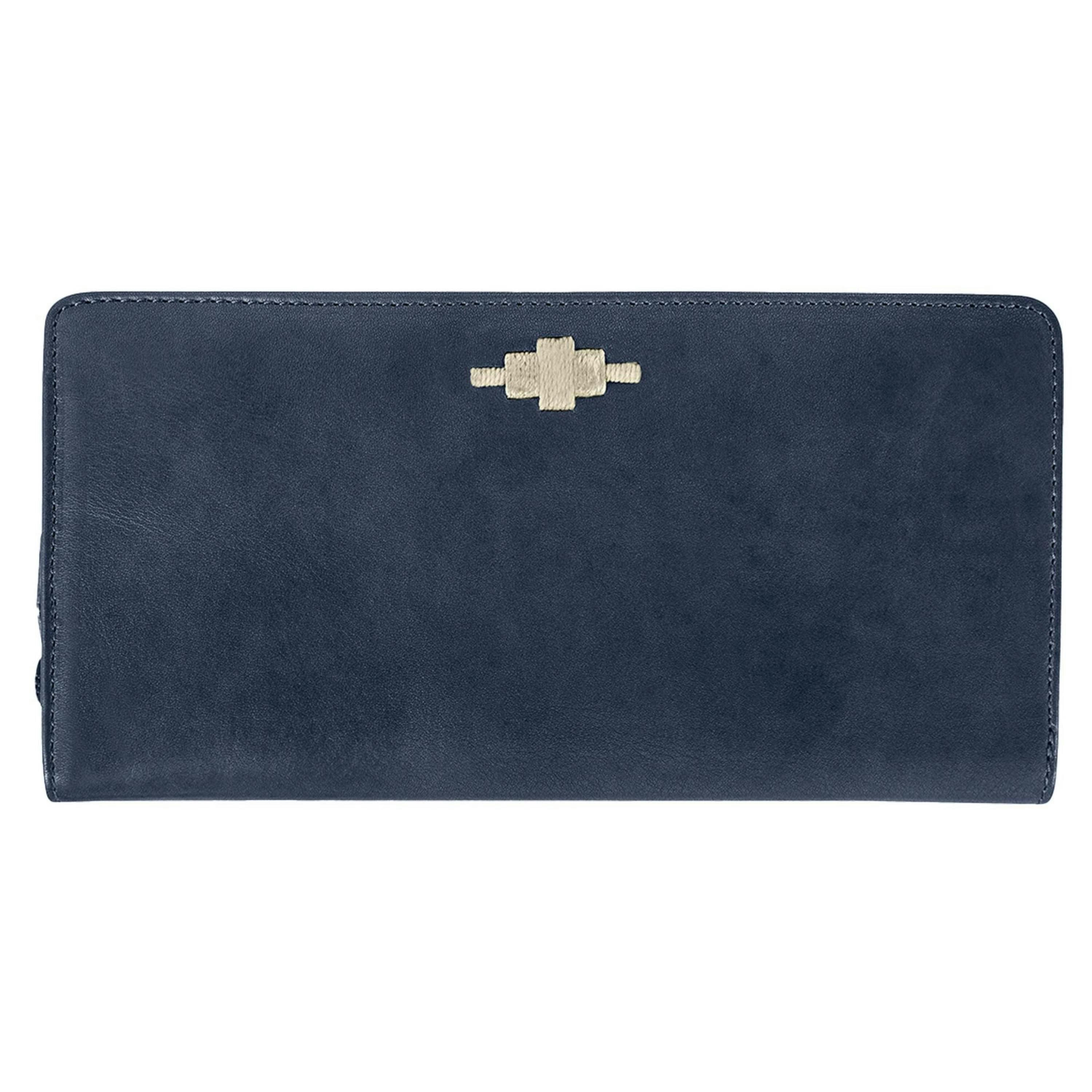 Rico zipped purse - navy leather , view 1 of 1