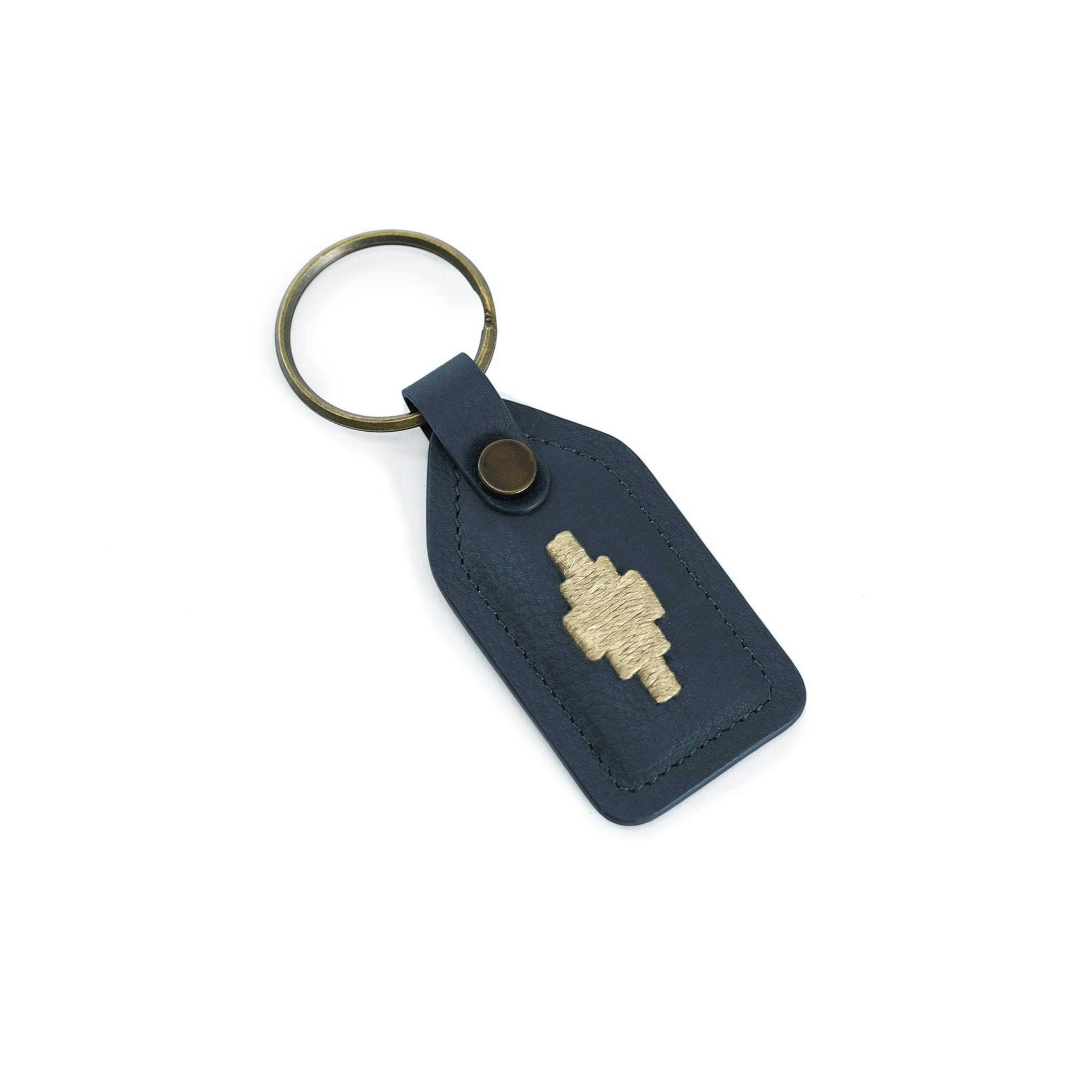 Chapa tag keyring - navy leather , view 1 of 1