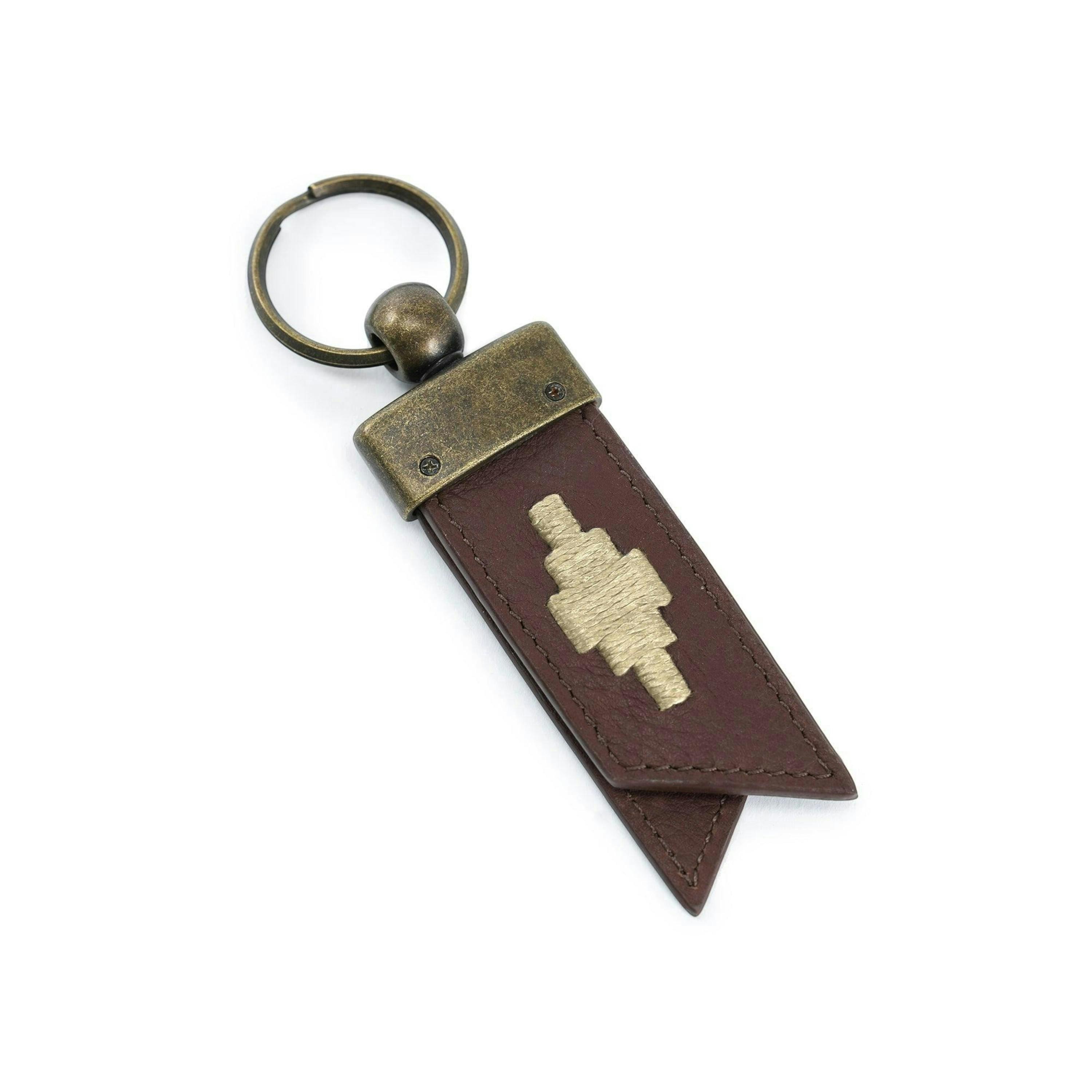 Juntos origami keyring - brown leather , view 1 of 1