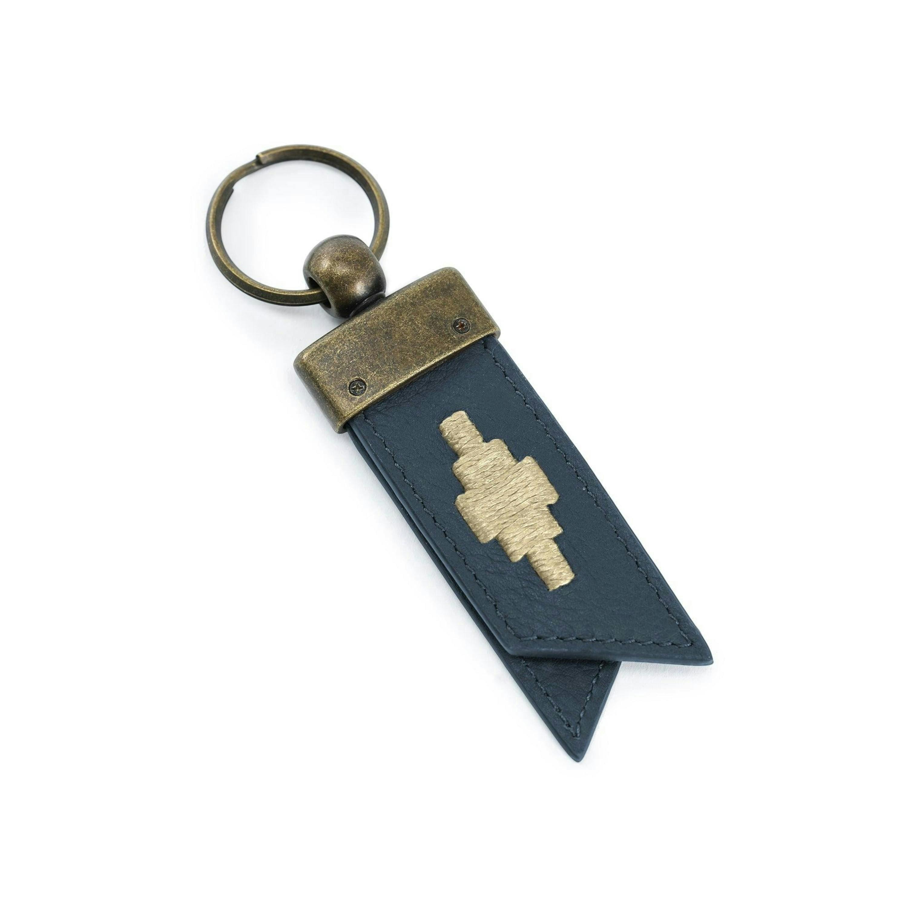 Juntos origami keyring - navy leather , view 1 of 1