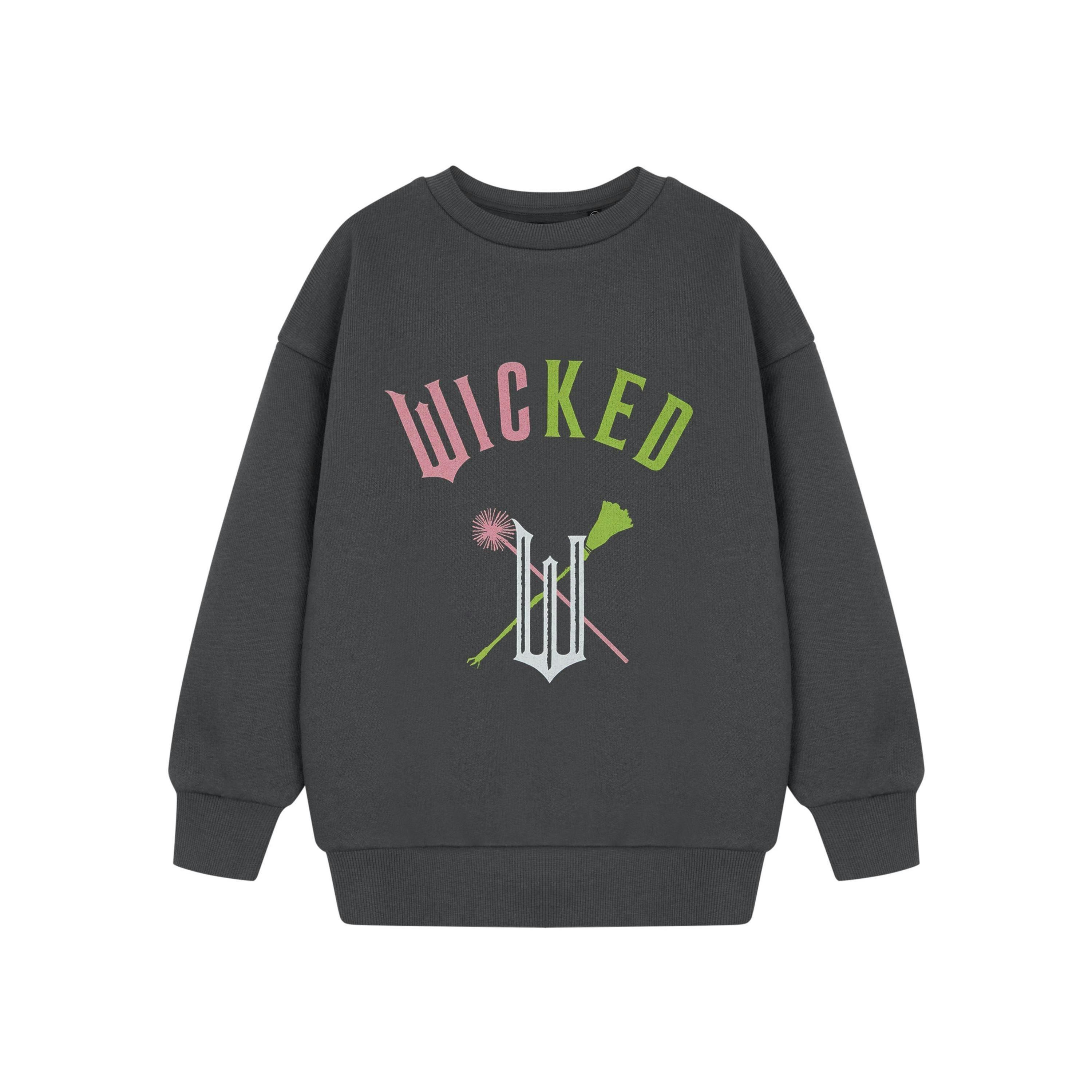 Wicked Girls Grey Broom & Wands Kids Sweatshirt by Vanilla Underground , view 1 of 1