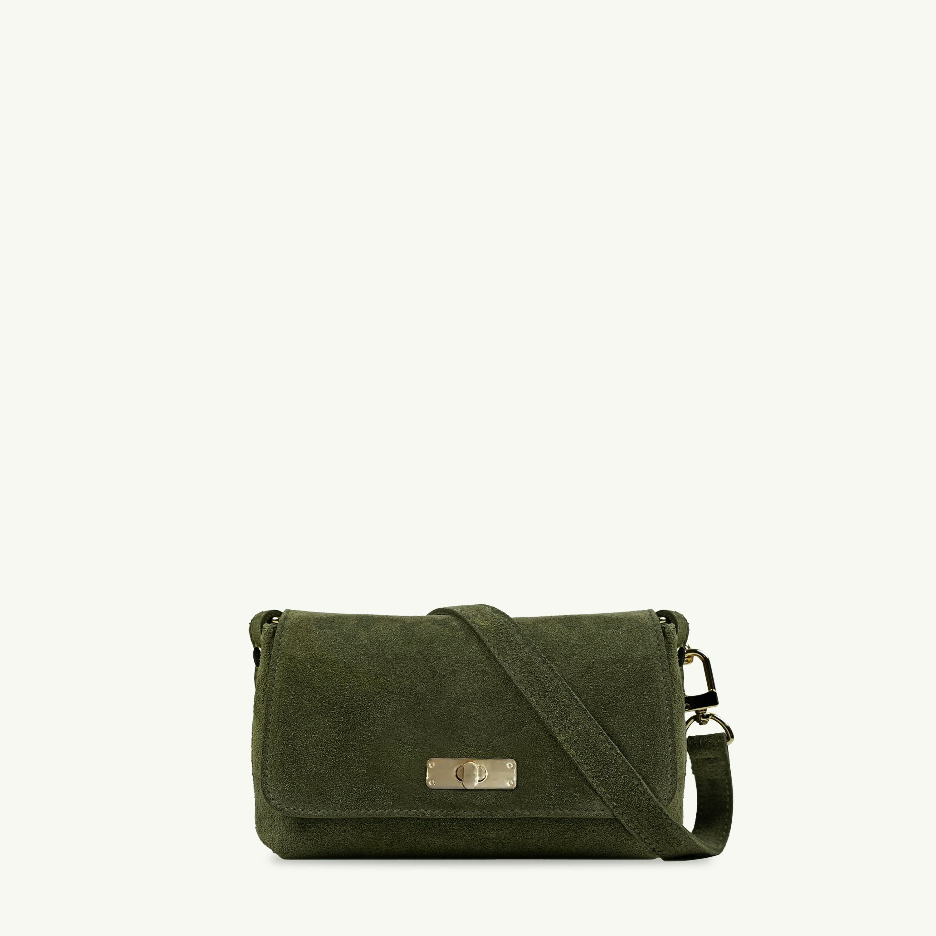 The Maisie Mini Olive Suede Bag , view 1 of 1