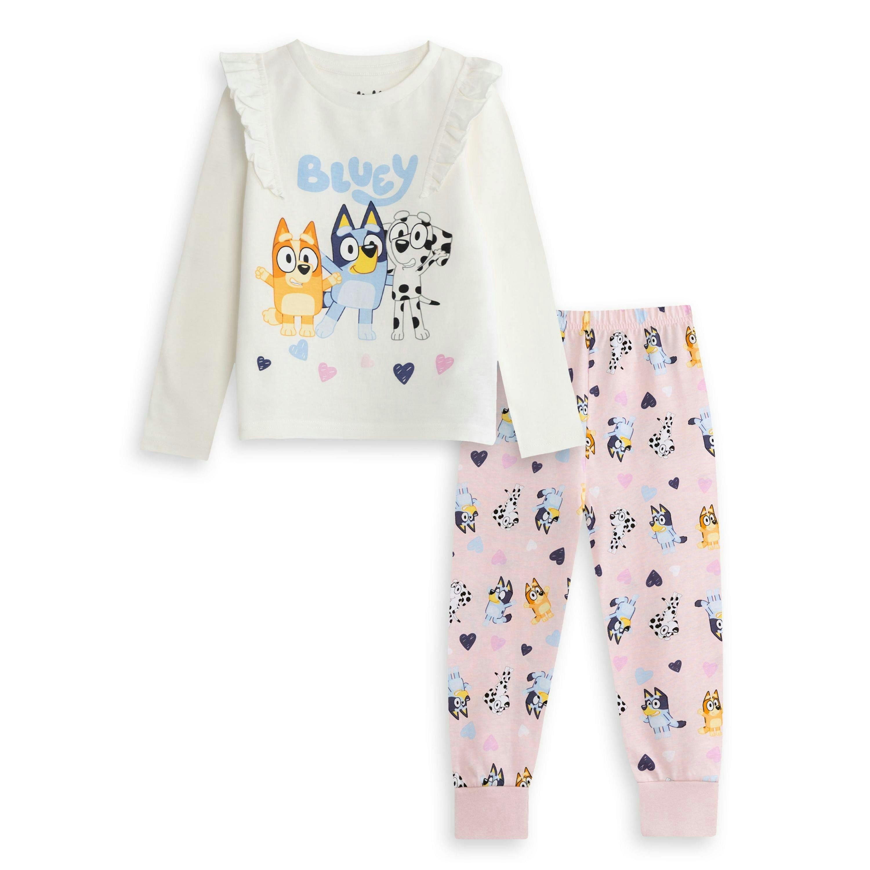 Bluey Girls Off-White Character Long Sleeve Long Leg Pyjama Set by Vanilla Underground , view 1 of 1
