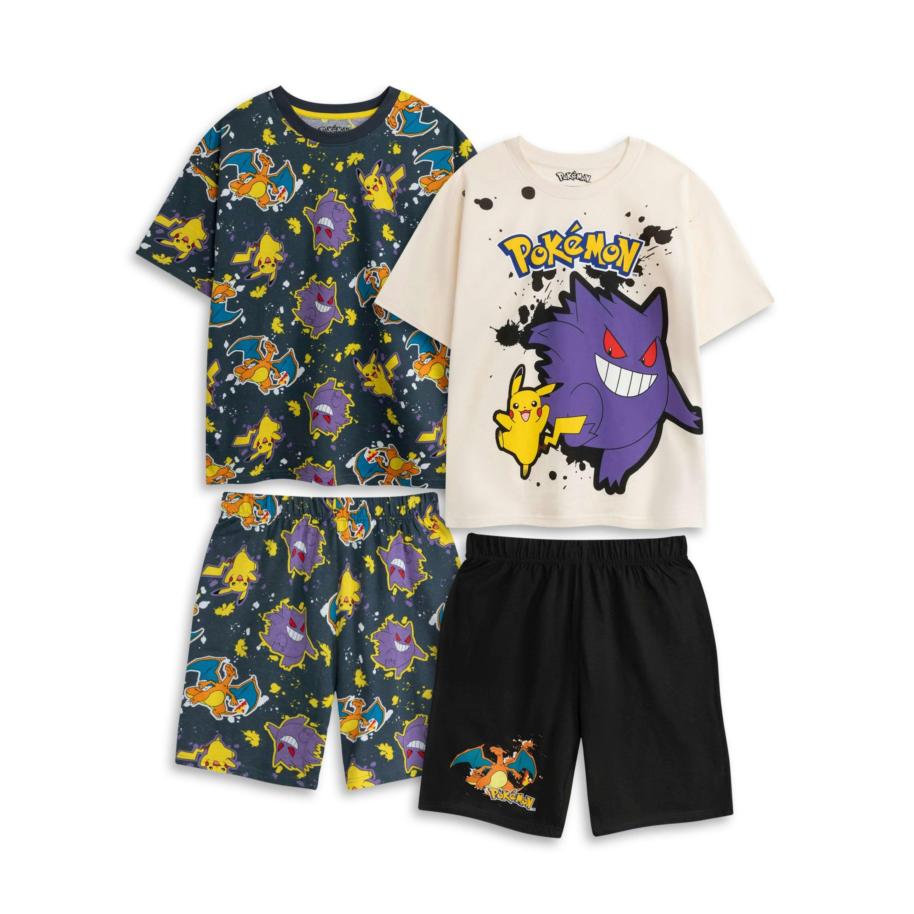 Pokemon Boys Multicoloured Multi Character Multi-Pack of 2 Short Sleeve Short Leg Pyjama Set by Vanilla Underground , view 1 of 1