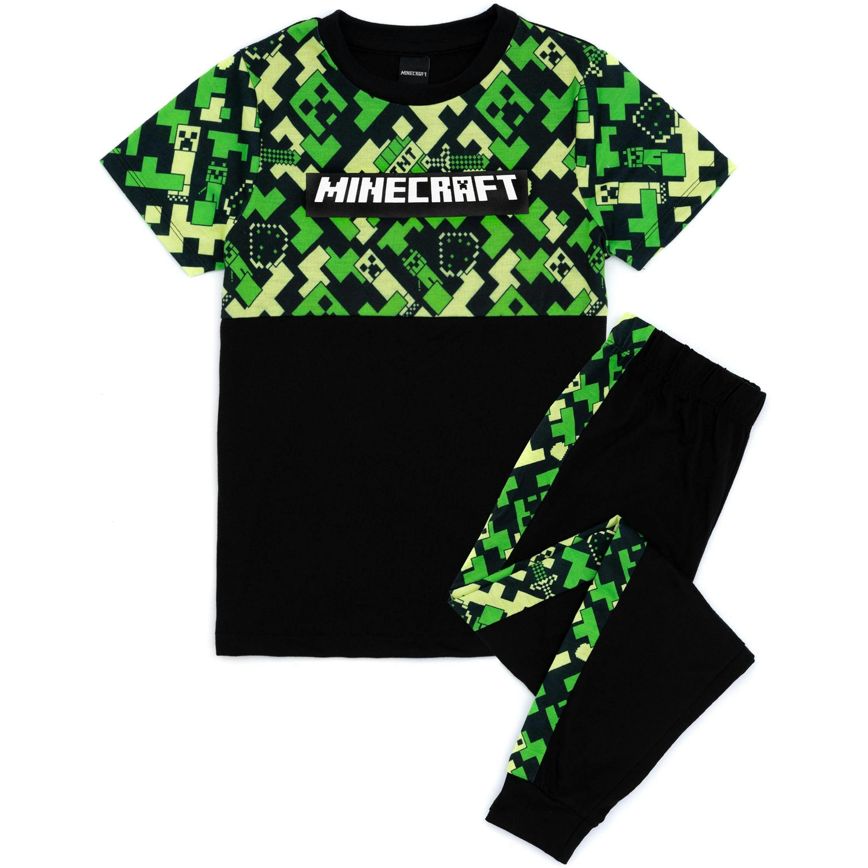 Minecraft Boys Green Short Sleeve Long Leg Pyjama Set by Vanilla Underground , view 1 of 1
