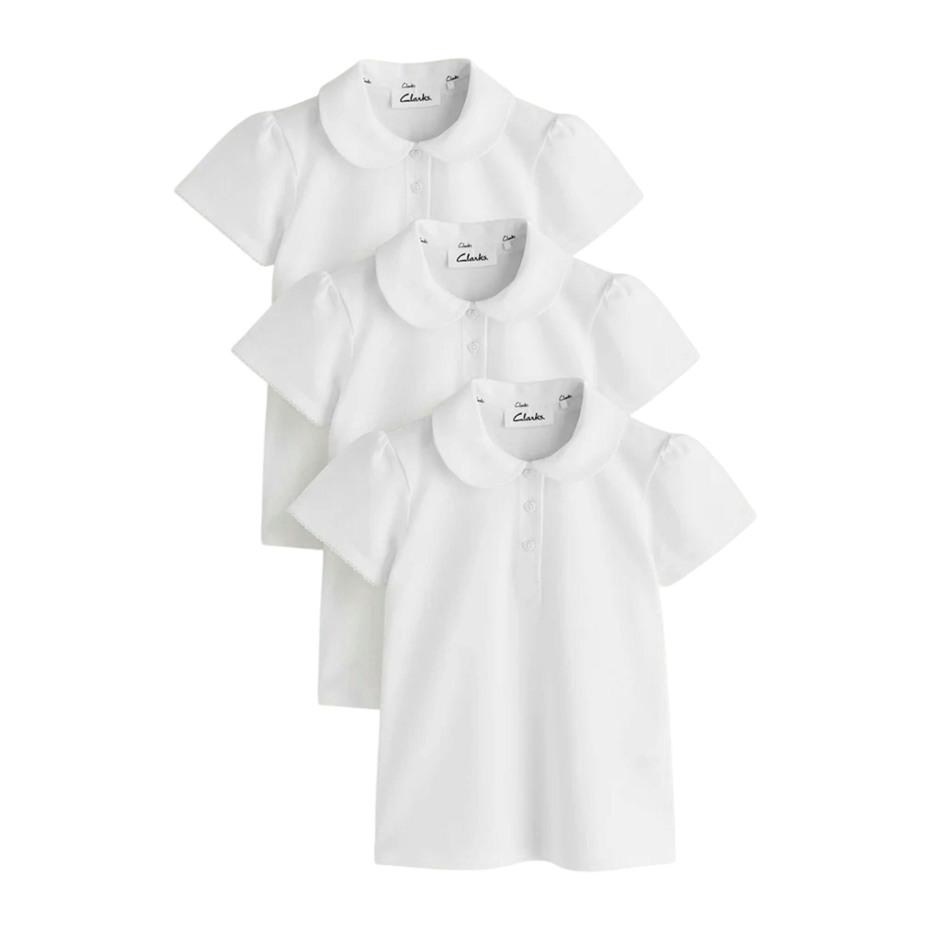 Clarks Girls Scallop Hem Short-Sleeved School Polo Shirt (Pack of 3) , view 1 of 4
