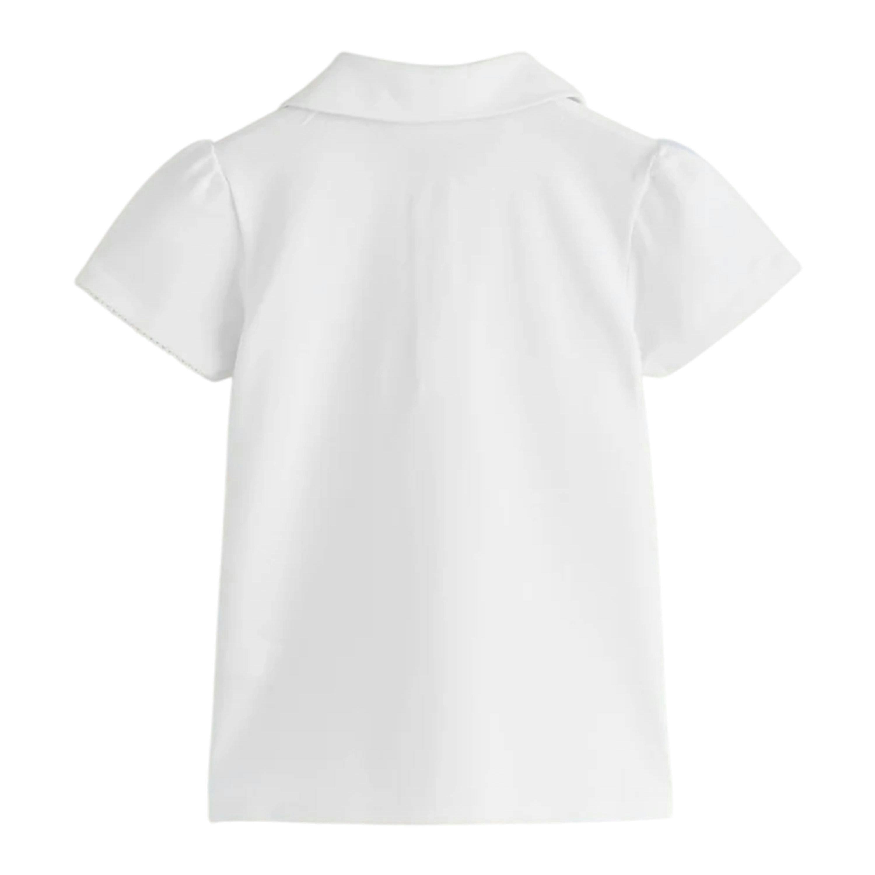 Clarks Girls Scallop Hem Short-Sleeved School Polo Shirt (Pack of 3) — White