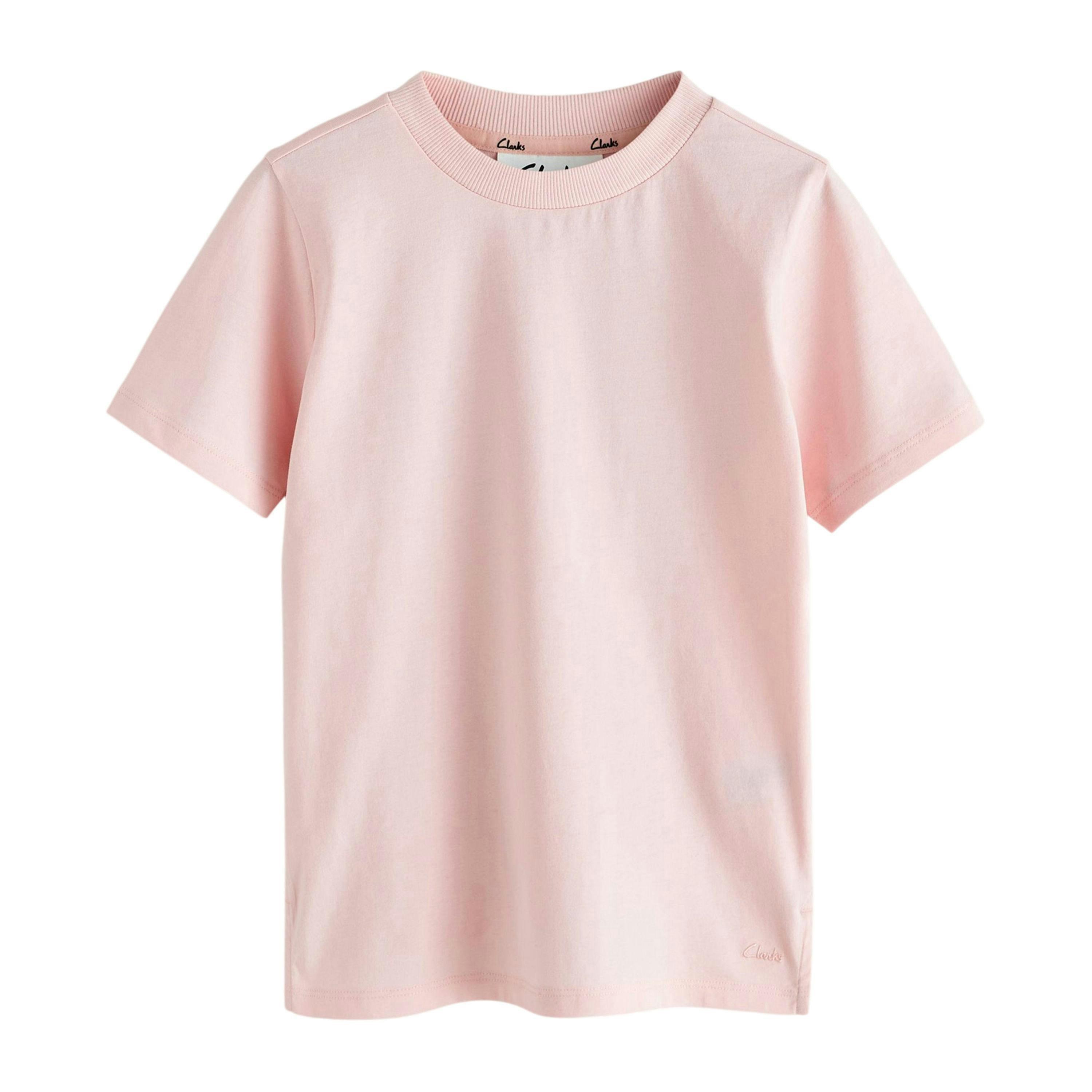 Clarks Girls Plain Relaxed Fit T-Shirt (Pack of 2) — Pink