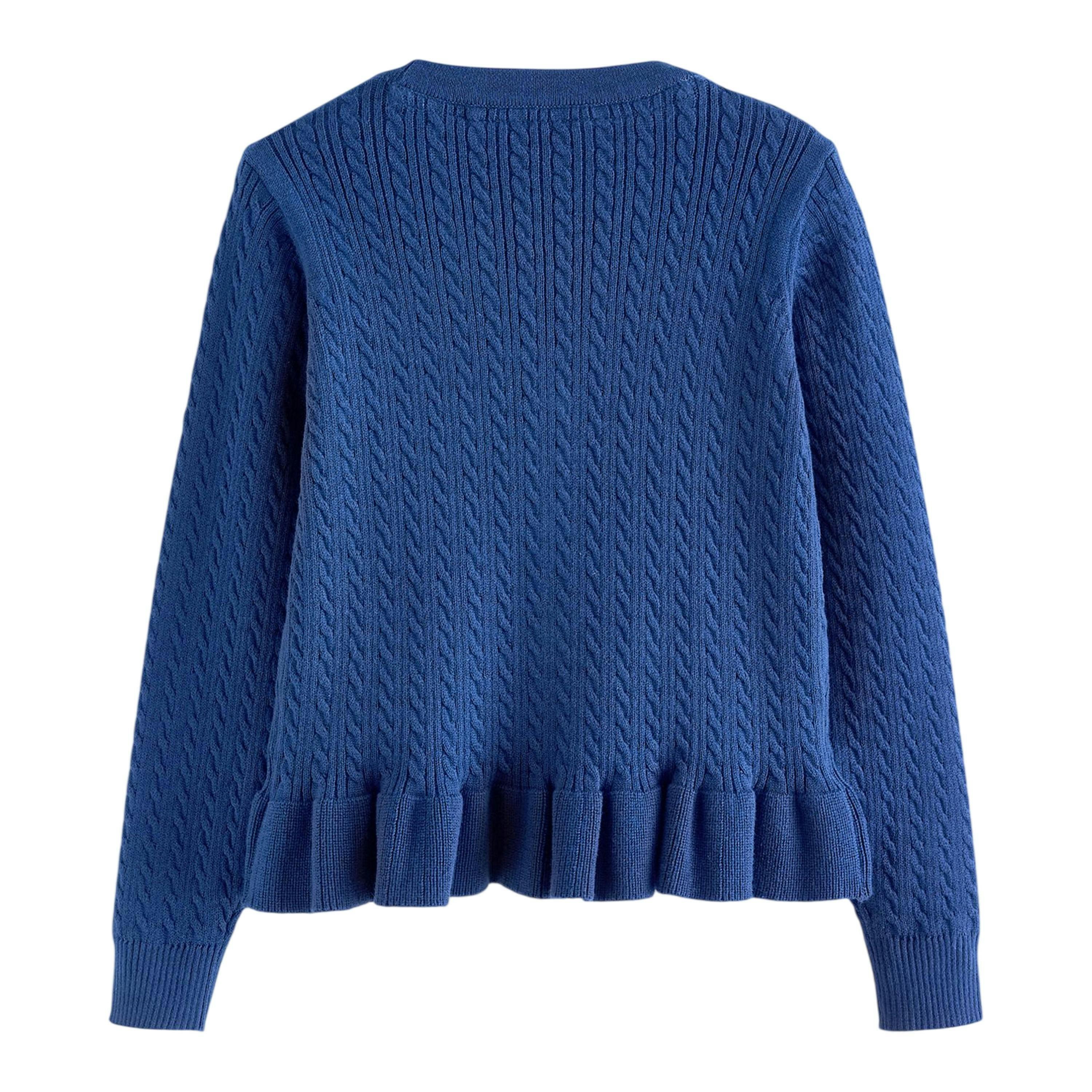 Clarks Girls Cable Knit Frill School Cardigan , view 2 of 3