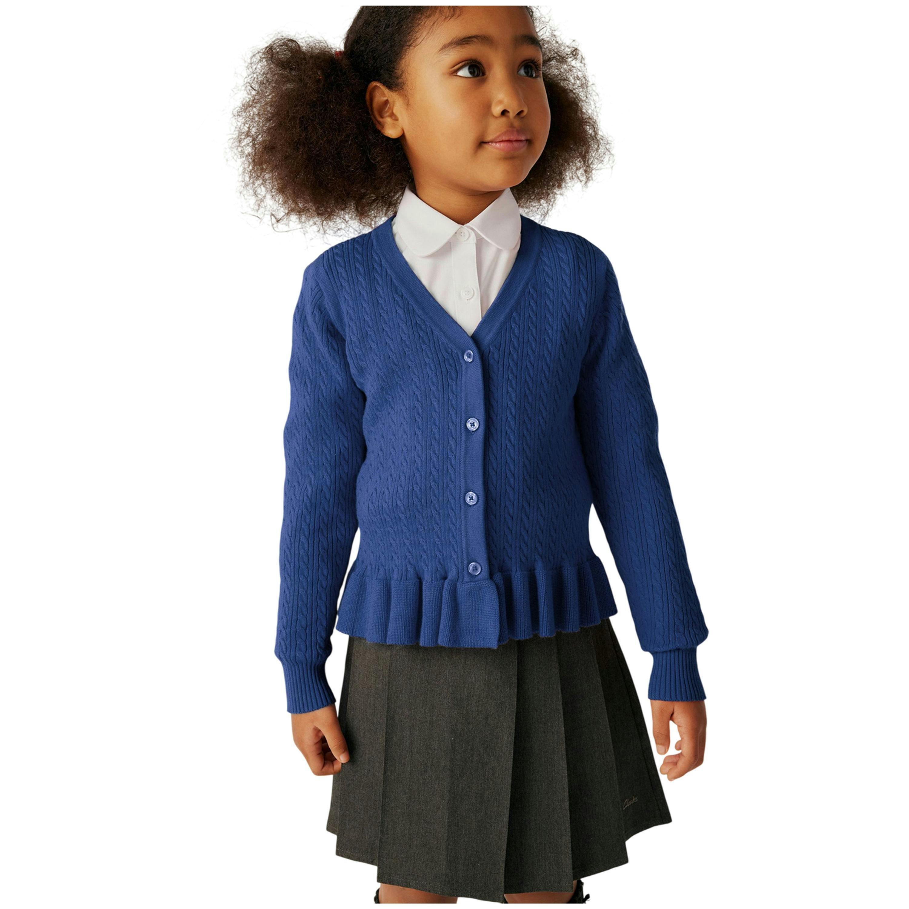 Clarks Girls Cable Knit Frill School Cardigan , view 3 of 3