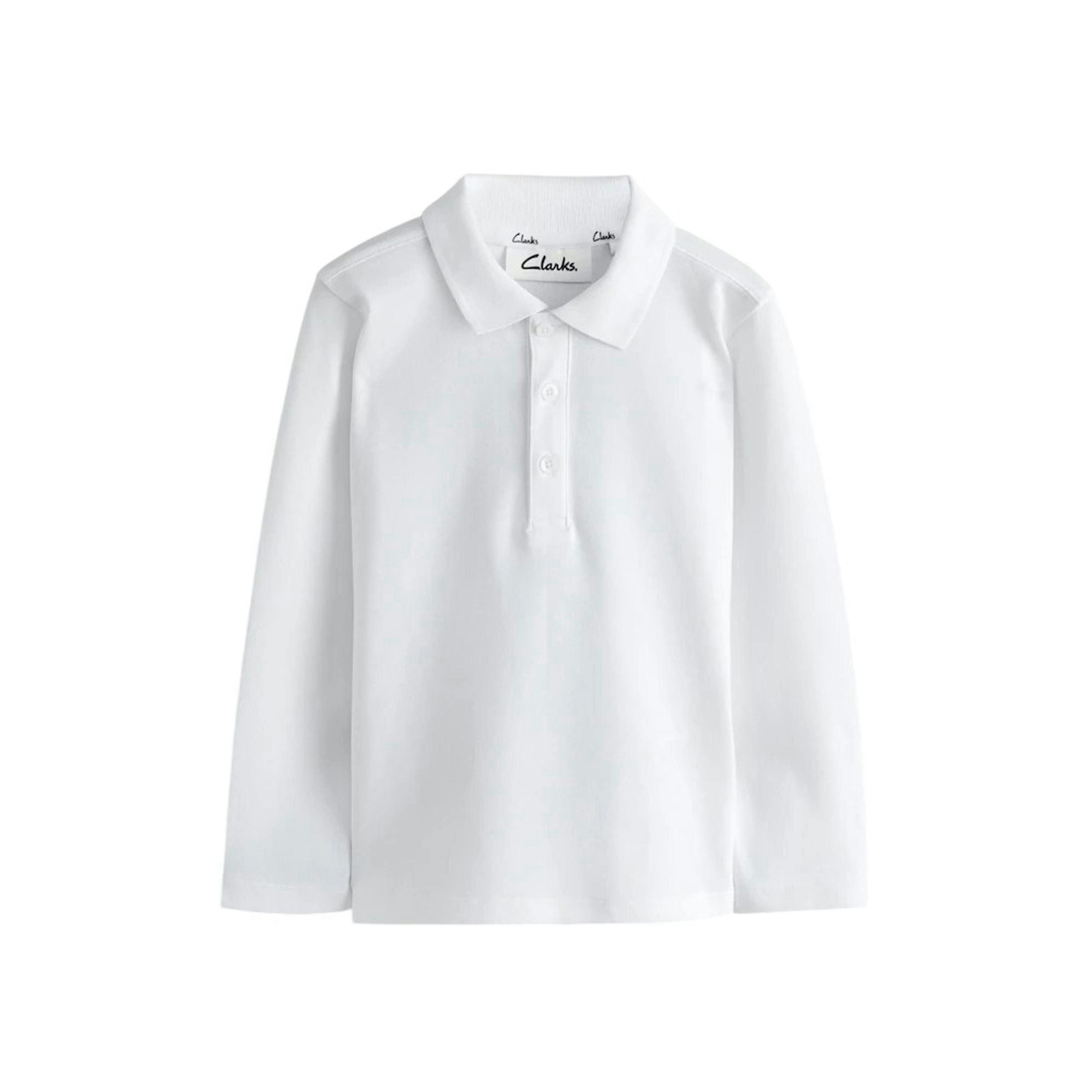 Clarks Boys Long-Sleeved School Polo Shirt (Pack of 3) — White