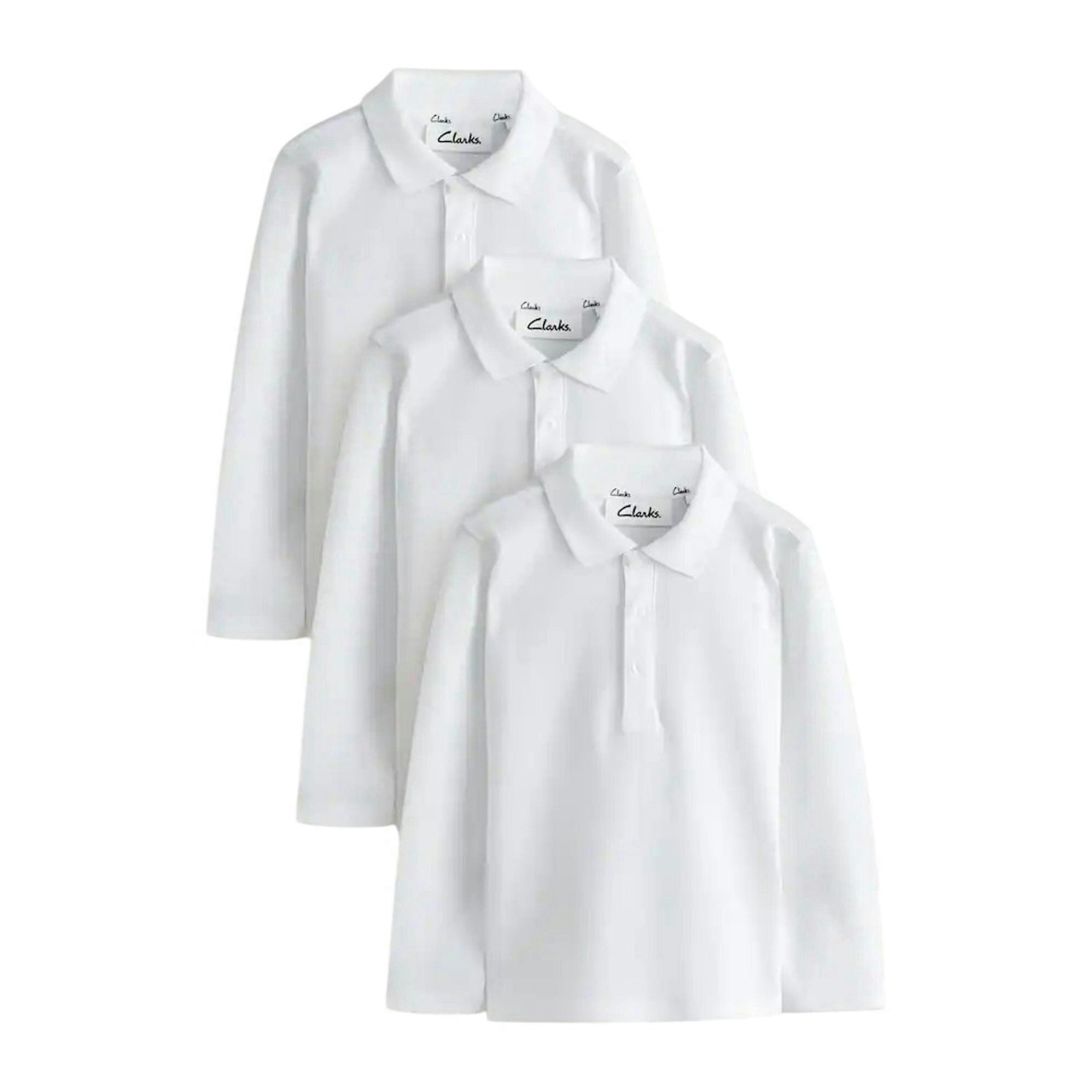 Clarks Boys Long-Sleeved School Polo Shirt (Pack of 3) , view 1 of 4