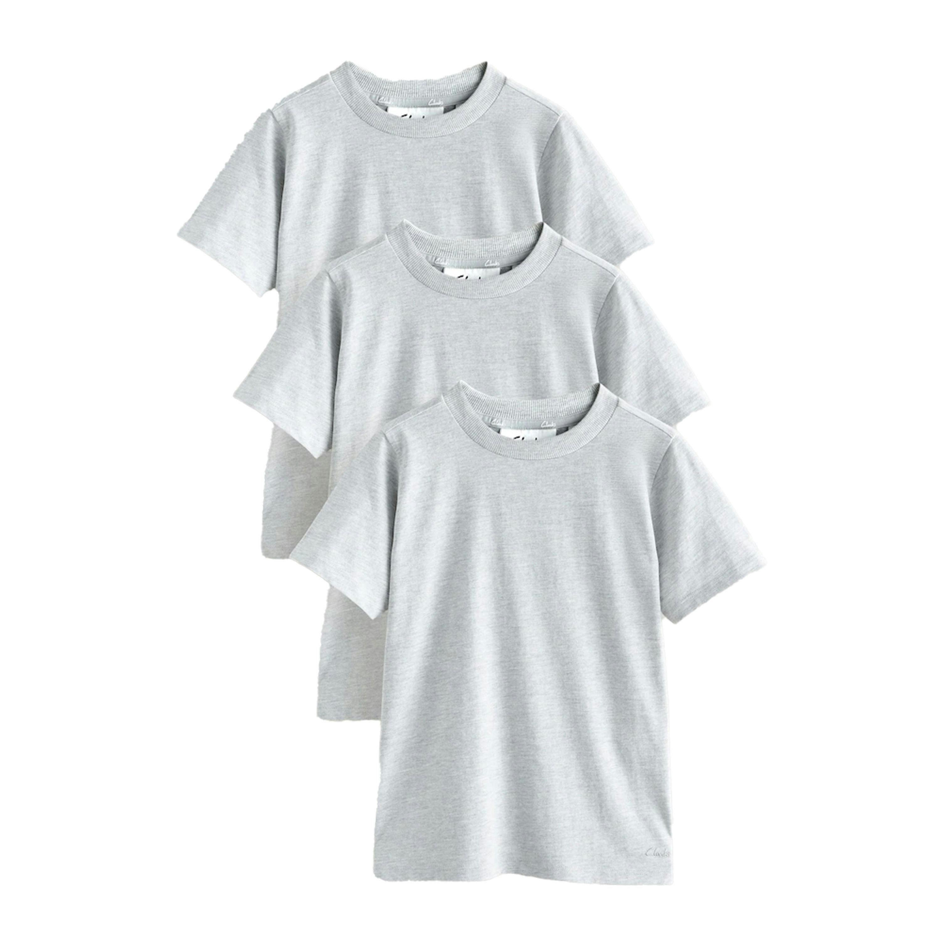 Clarks Boys Embroidered Logo Relaxed Fit T-Shirt (Pack of 3) — Grey