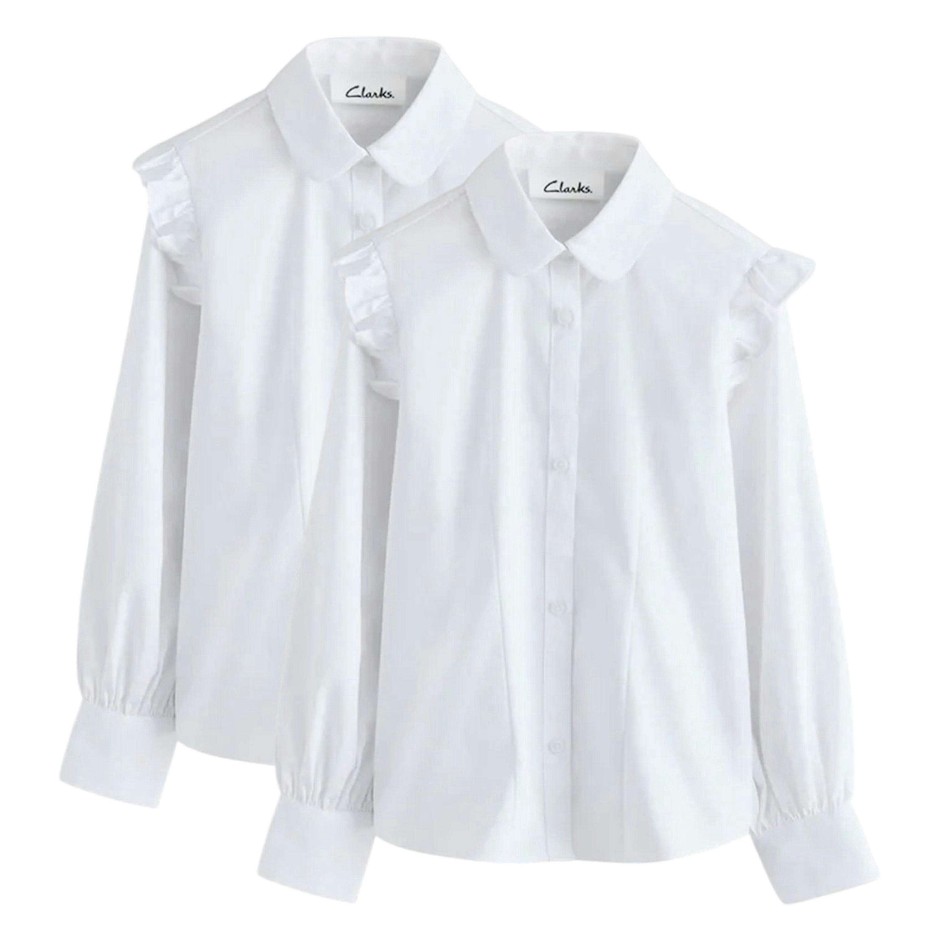 Clarks Girls Frill Shoulder Long-Sleeved Shirt (Pack of 2) , view 1 of 4
