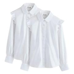 Clarks Girls Frill Shoulder Long-Sleeved Shirt (Pack of 2) — White 1