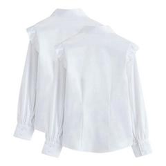 Clarks Girls Frill Shoulder Long-Sleeved Shirt (Pack of 2) — White 2