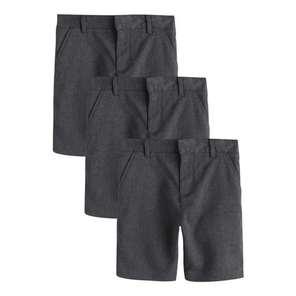 Clarks Boys Plain Regular School Shorts (Pack of 3) — Grey