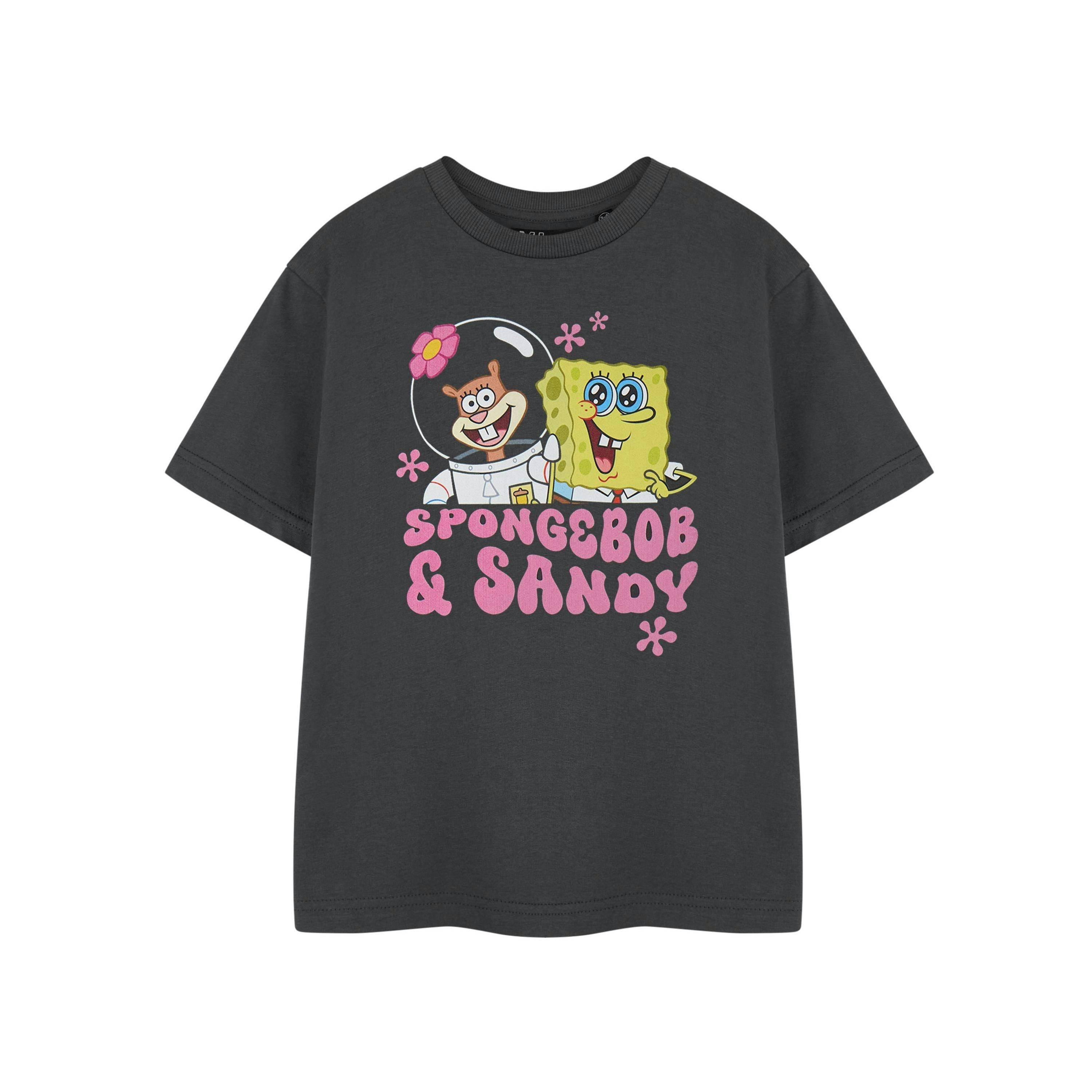 SpongeBob SquarePants Girls Grey SB & Sandy Short Sleeved T-Shirt by Vanilla Underground , view 1 of 1