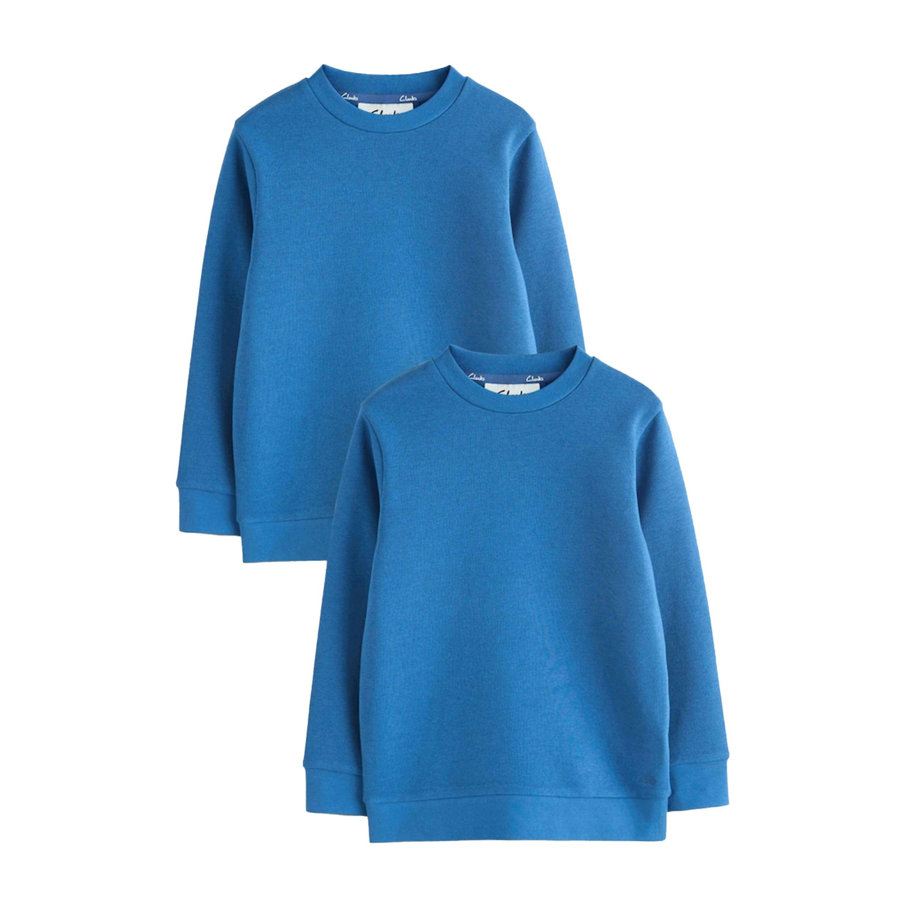 Clarks Boys Plain Crew Neck School Sweat Top (Pack of 2) — Green/Black