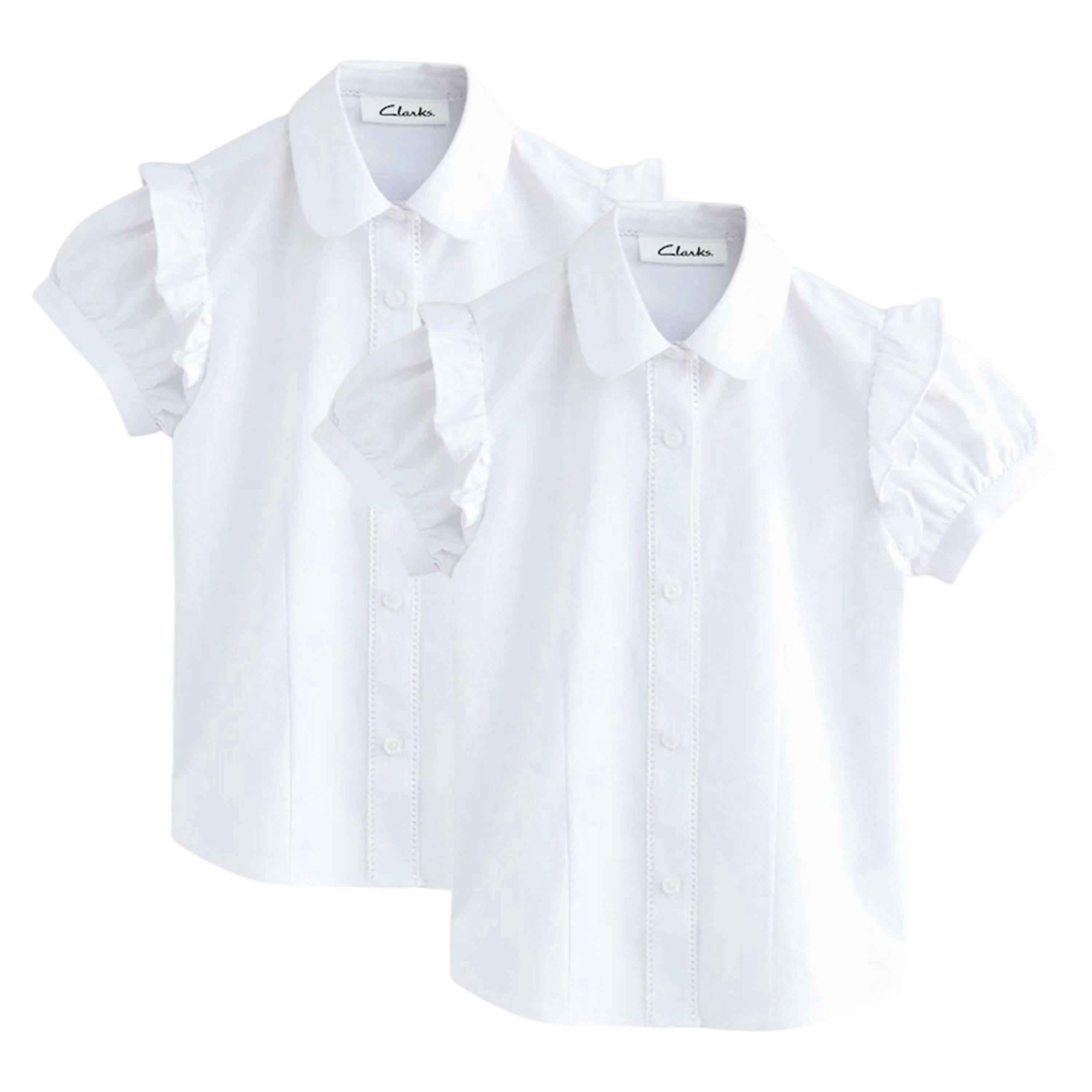 Clarks Girls Frill Shoulder Short-Sleeved Shirt (Pack of 2) , view 1 of 4