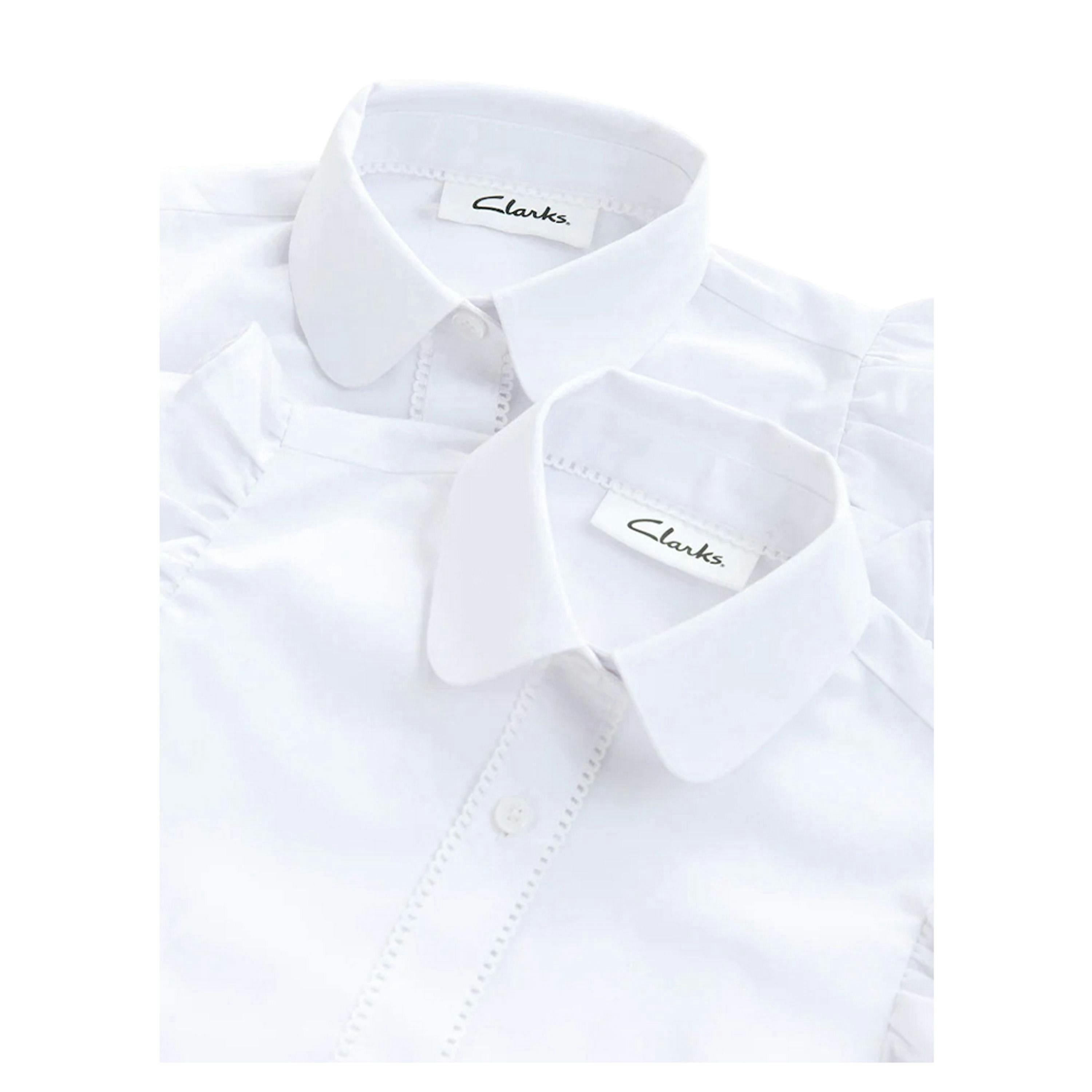 Clarks Girls Frill Shoulder Short-Sleeved Shirt (Pack of 2) — White