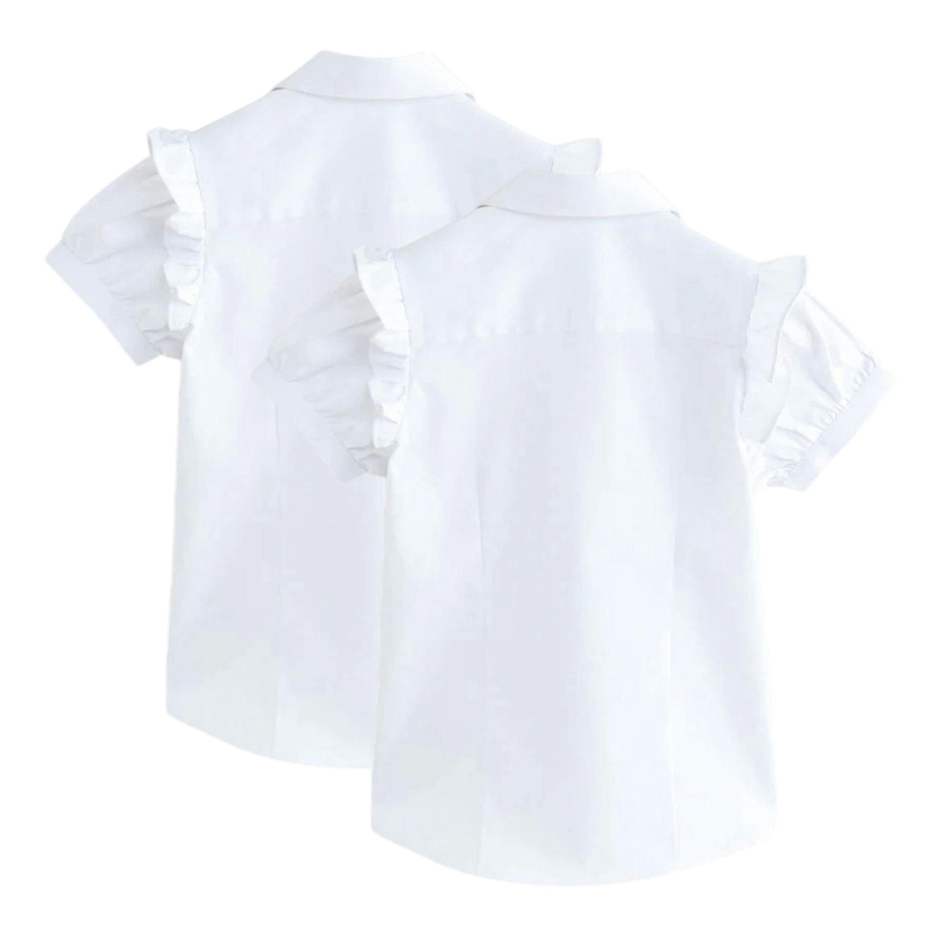 Clarks Girls Frill Shoulder Short-Sleeved Shirt (Pack of 2) — White