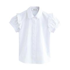 Clarks Girls Frill Shoulder Short-Sleeved Shirt (Pack of 2) — White 3