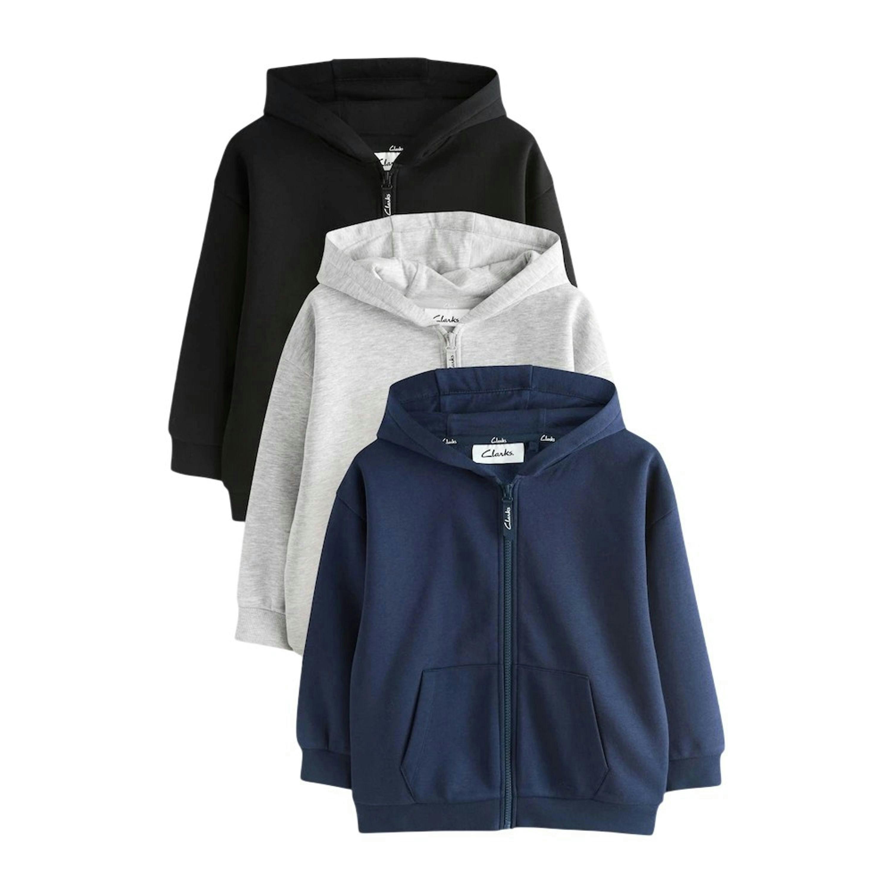Clarks Boys Embroidered Logo Full Zip Hoodie (Pack of 3) , view 1 of 5