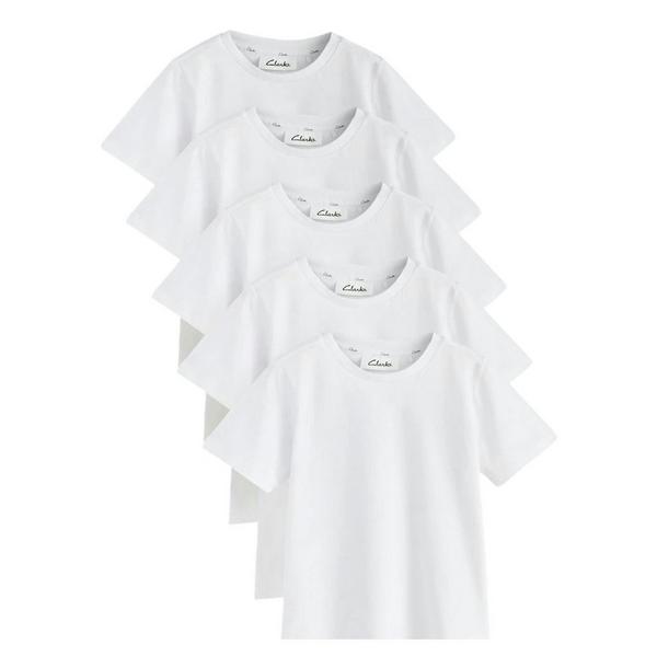 Clarks Childrens/Kids Cotton Sports T-Shirt (Pack of 5) — White