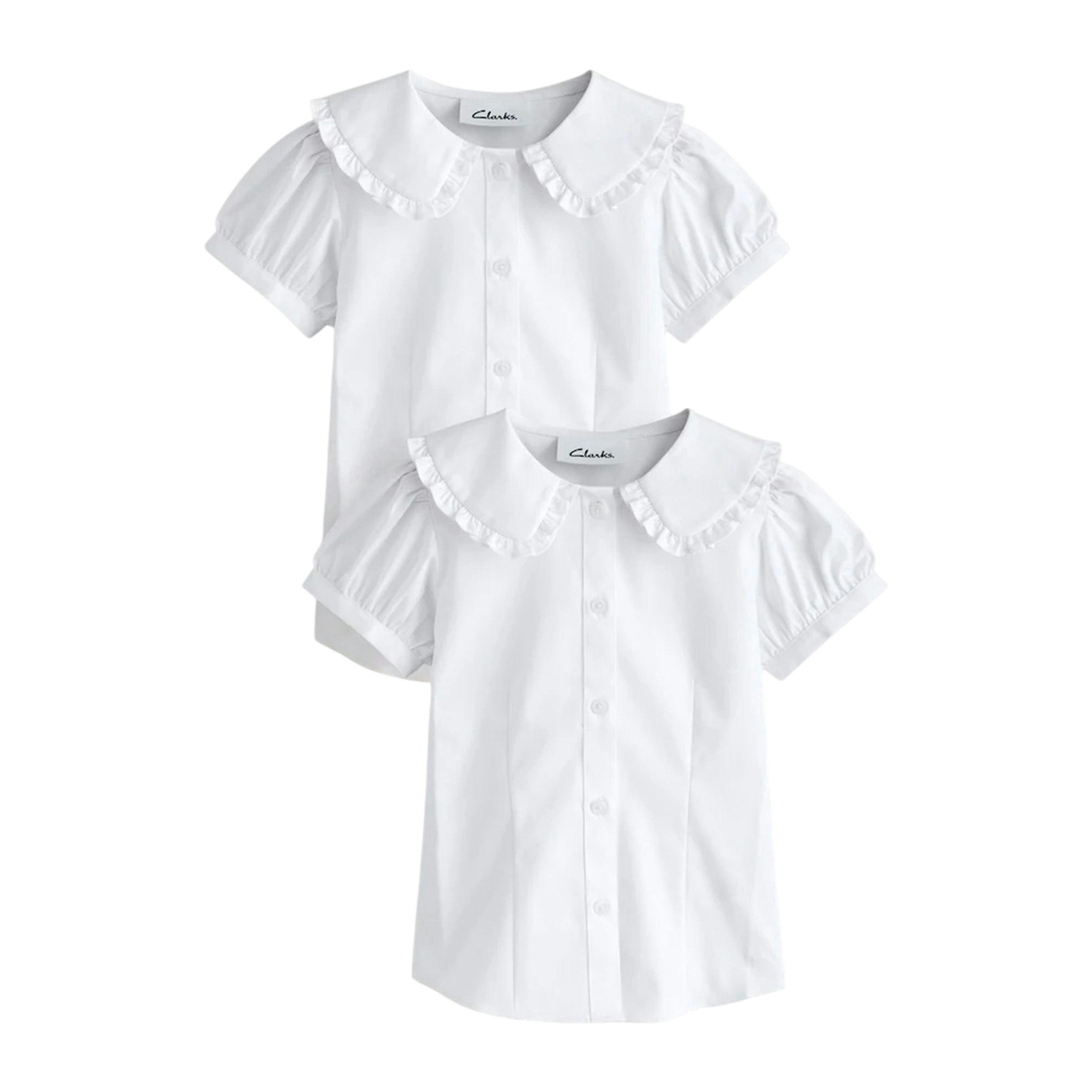 Clarks Girls Frill Collar Short-Sleeved Shirt (Pack of 2) , view 1 of 4