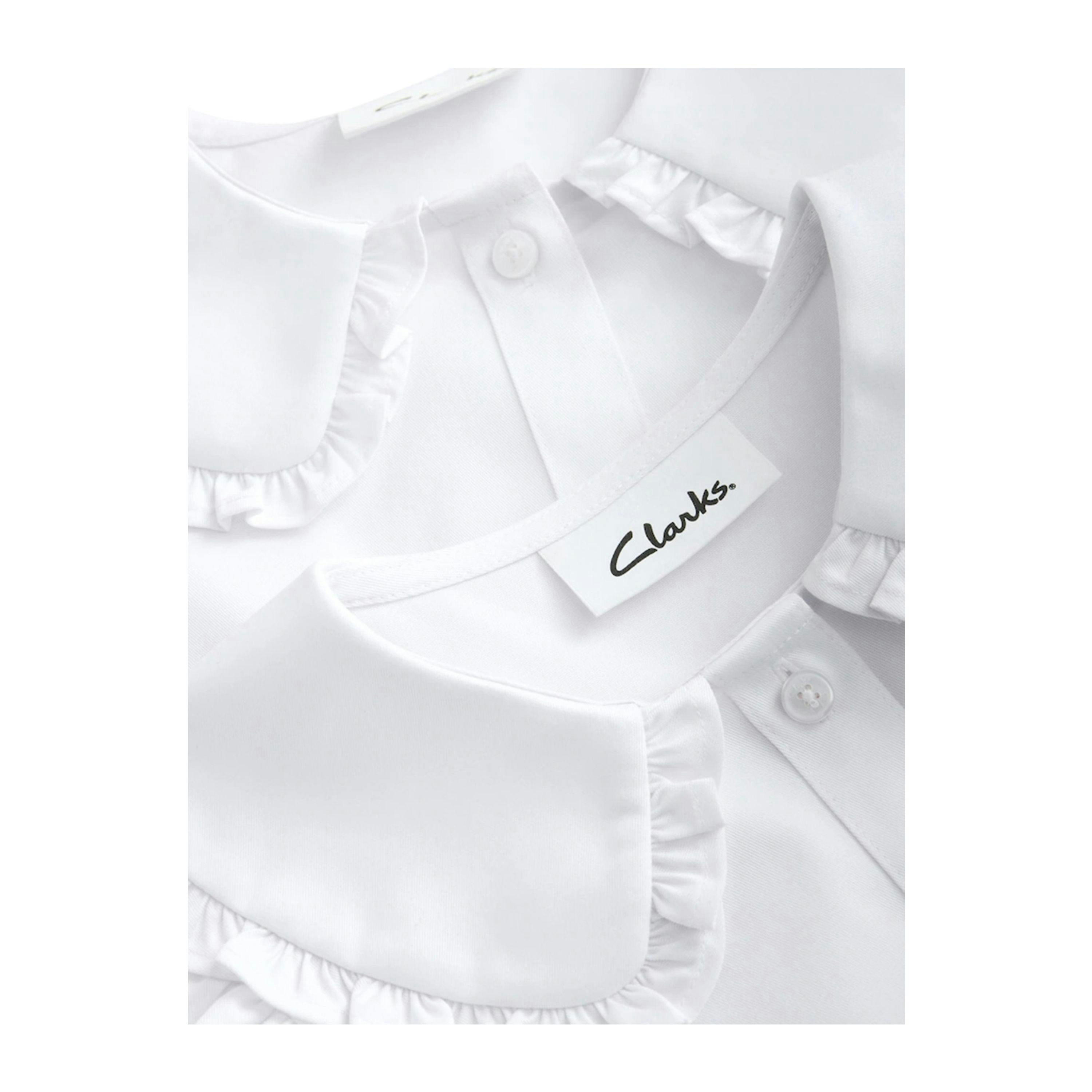 Clarks Girls Frill Collar Short-Sleeved Shirt (Pack of 2) — White