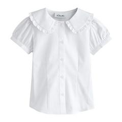 Clarks Girls Frill Collar Short-Sleeved Shirt (Pack of 2) — White 3