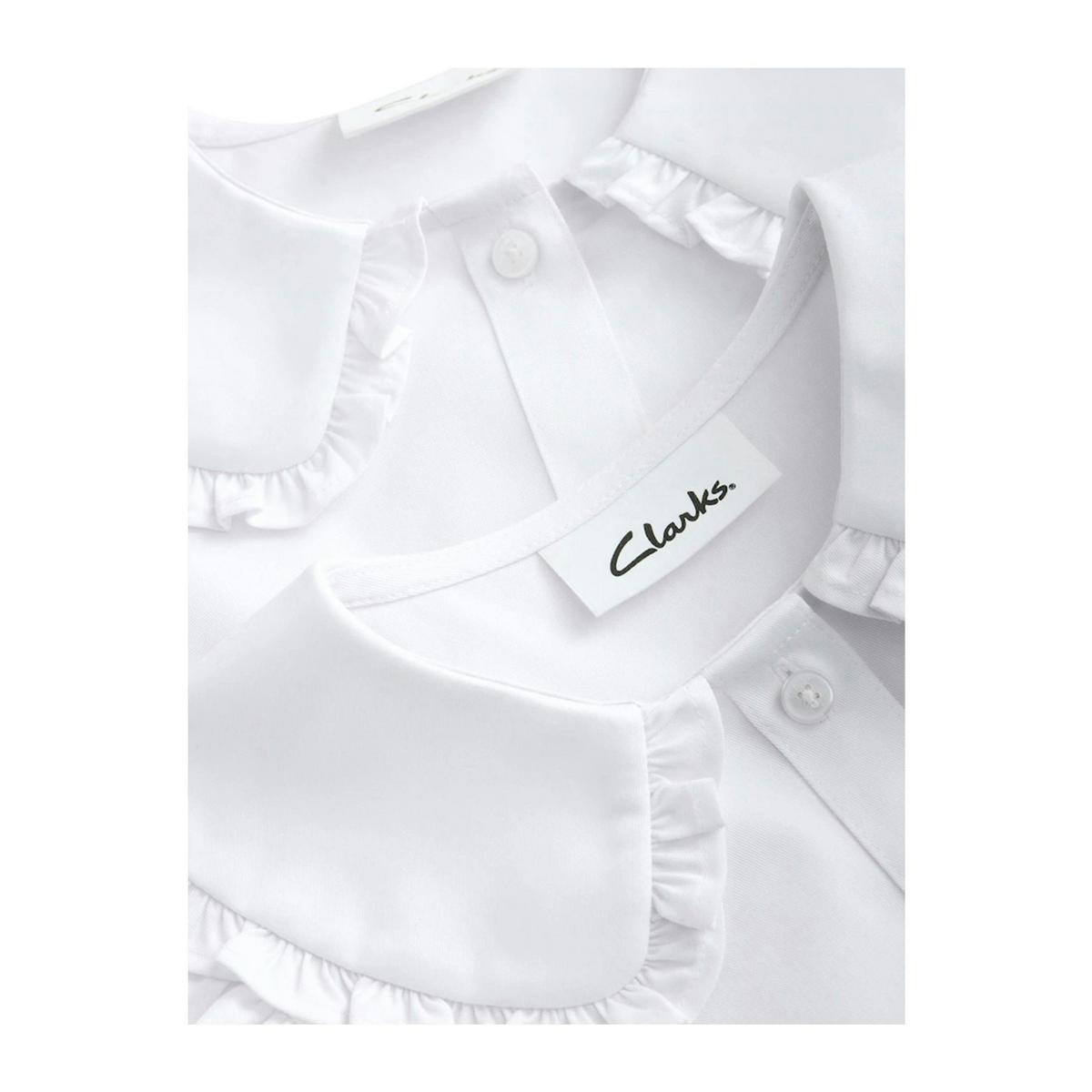 Clarks Girls Frill Collar Short-Sleeved Shirt (Pack of 2) — White
