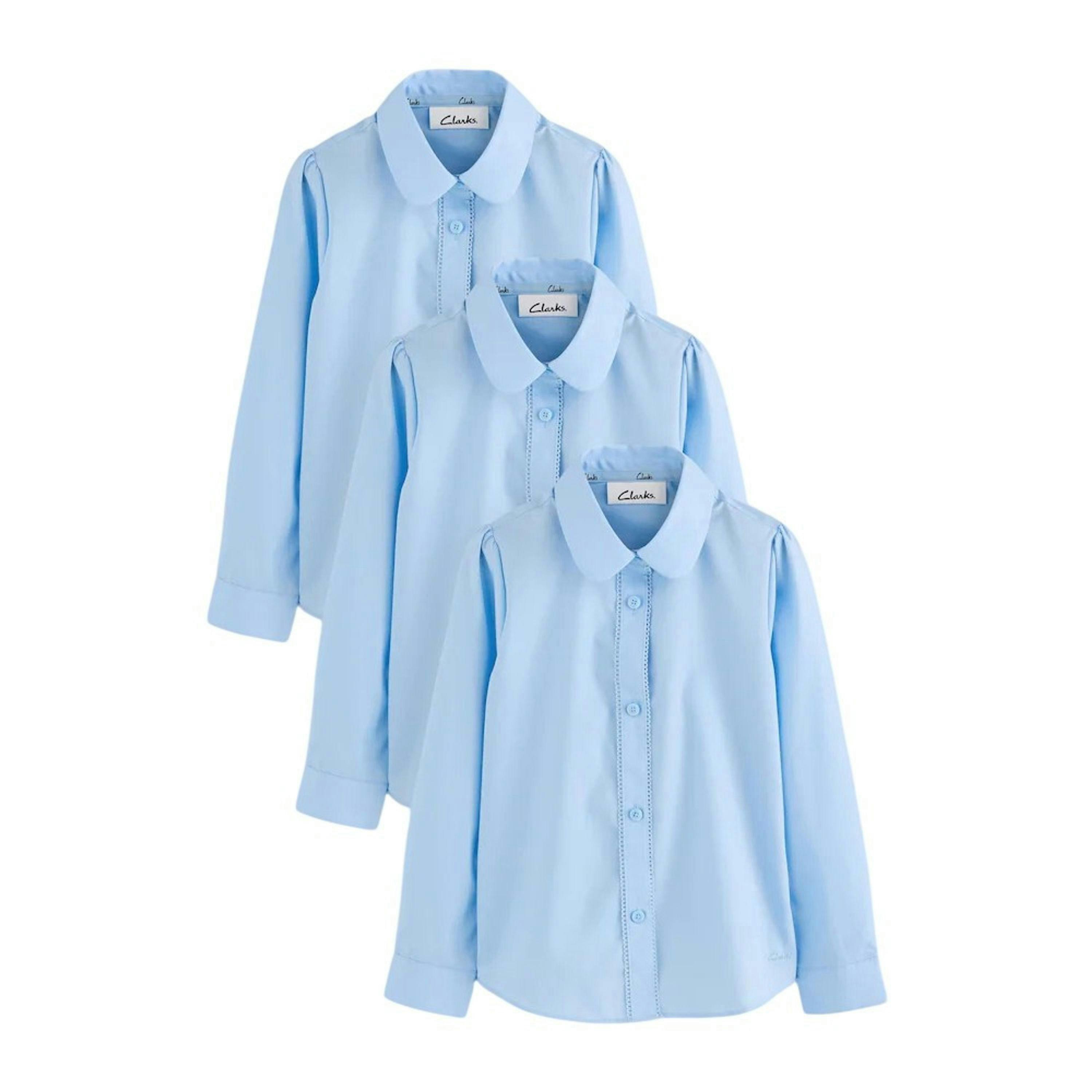Clarks Girls Frill Trim Short-Sleeved School Shirt (Pack of 3) , view 1 of 4