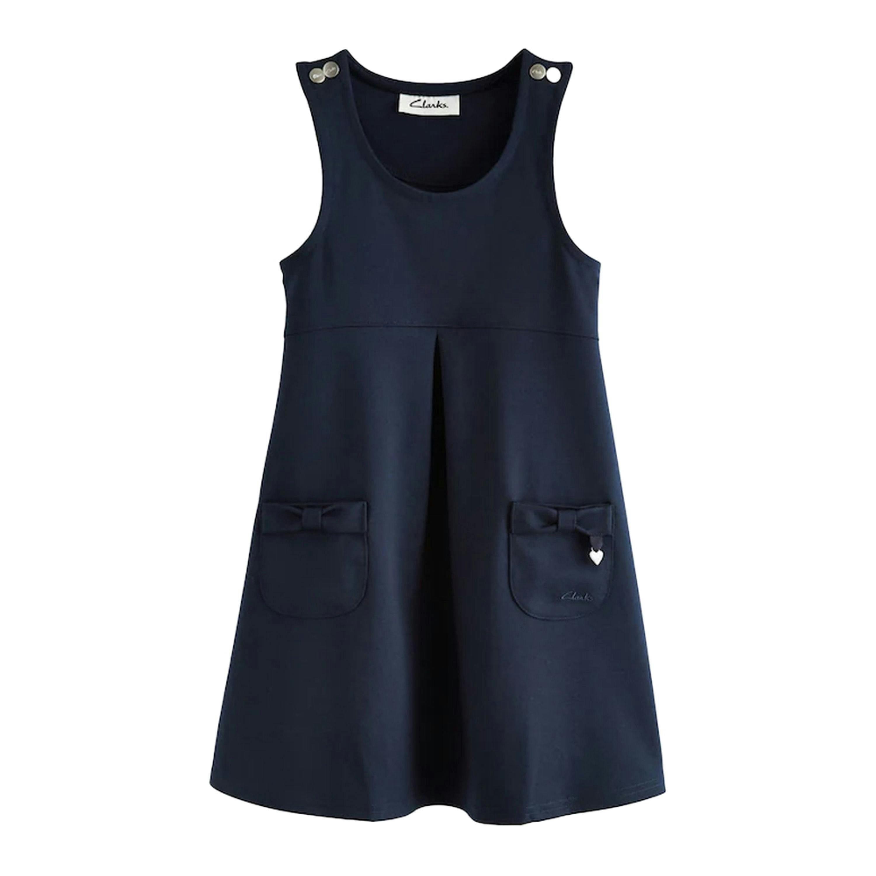 Clarks Girls Ponte Button Detail Pinafore Dress , view 1 of 4