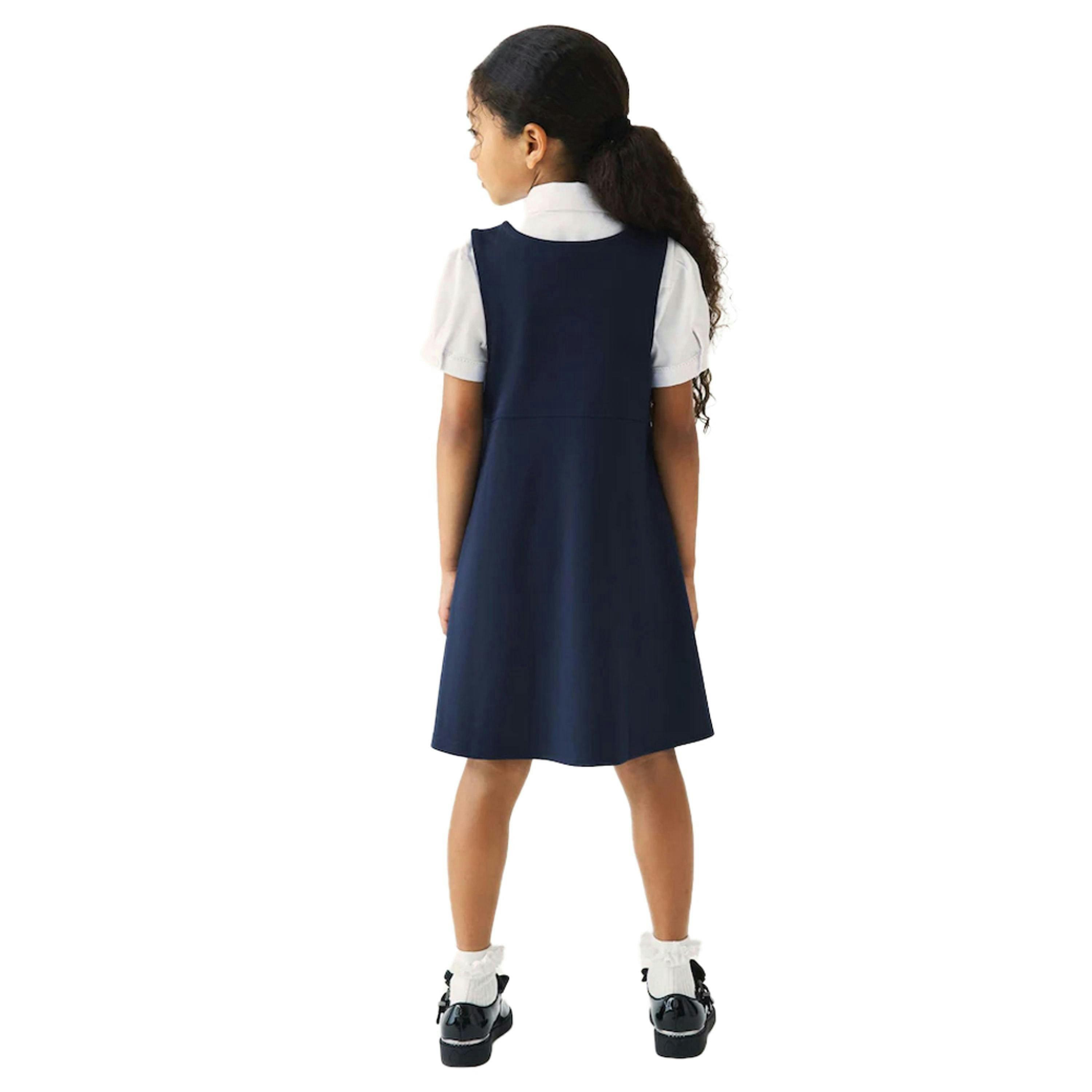 Clarks Girls Ponte Button Detail Pinafore Dress — Blue
