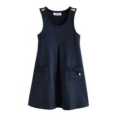 Clarks Girls Ponte Button Detail Pinafore Dress — Blue 1