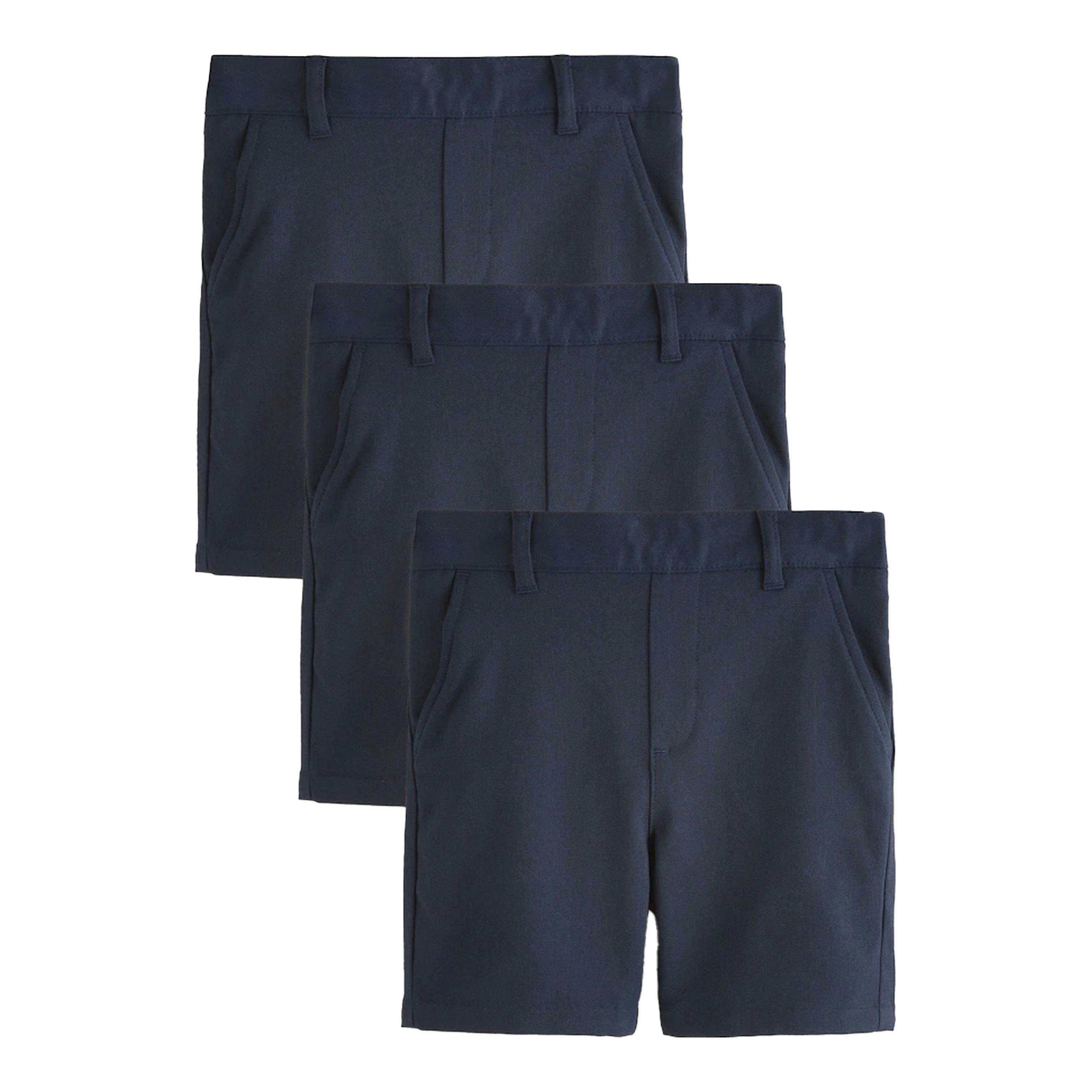 Clarks Boys Plain Regular School Shorts (Pack of 3) — Blue