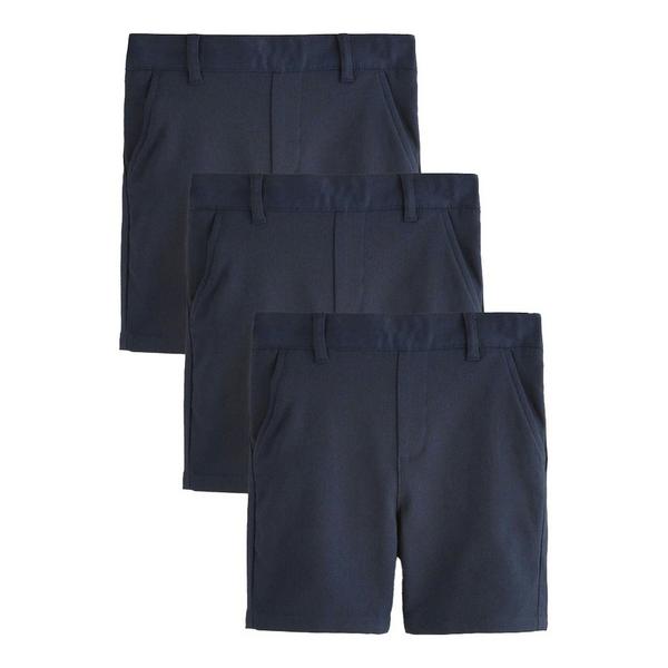 Clarks Boys Plain Regular School Shorts (Pack of 3) — Blue
