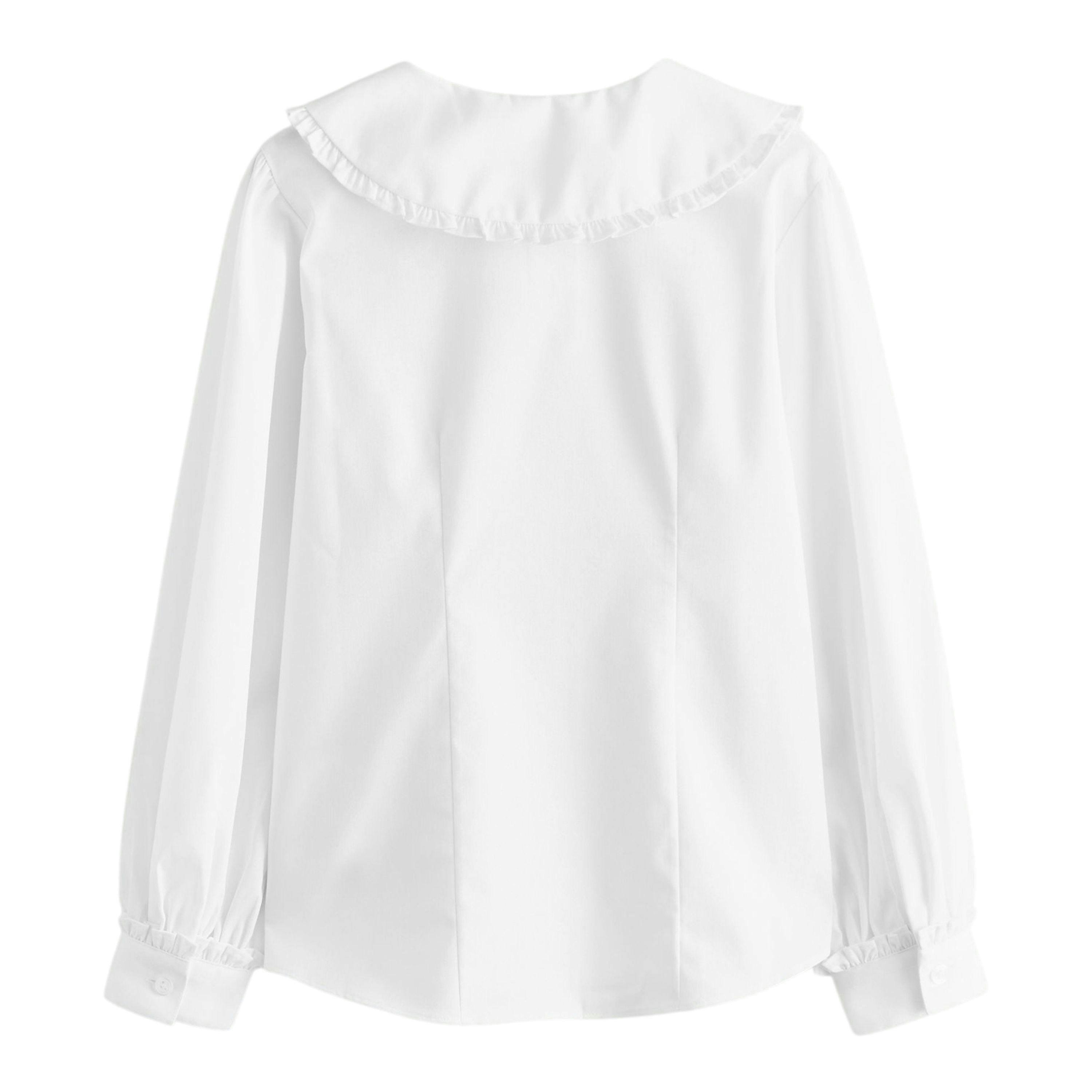 Clarks Girls Frill Collar Long-Sleeved Shirt (Pack of 2) — White