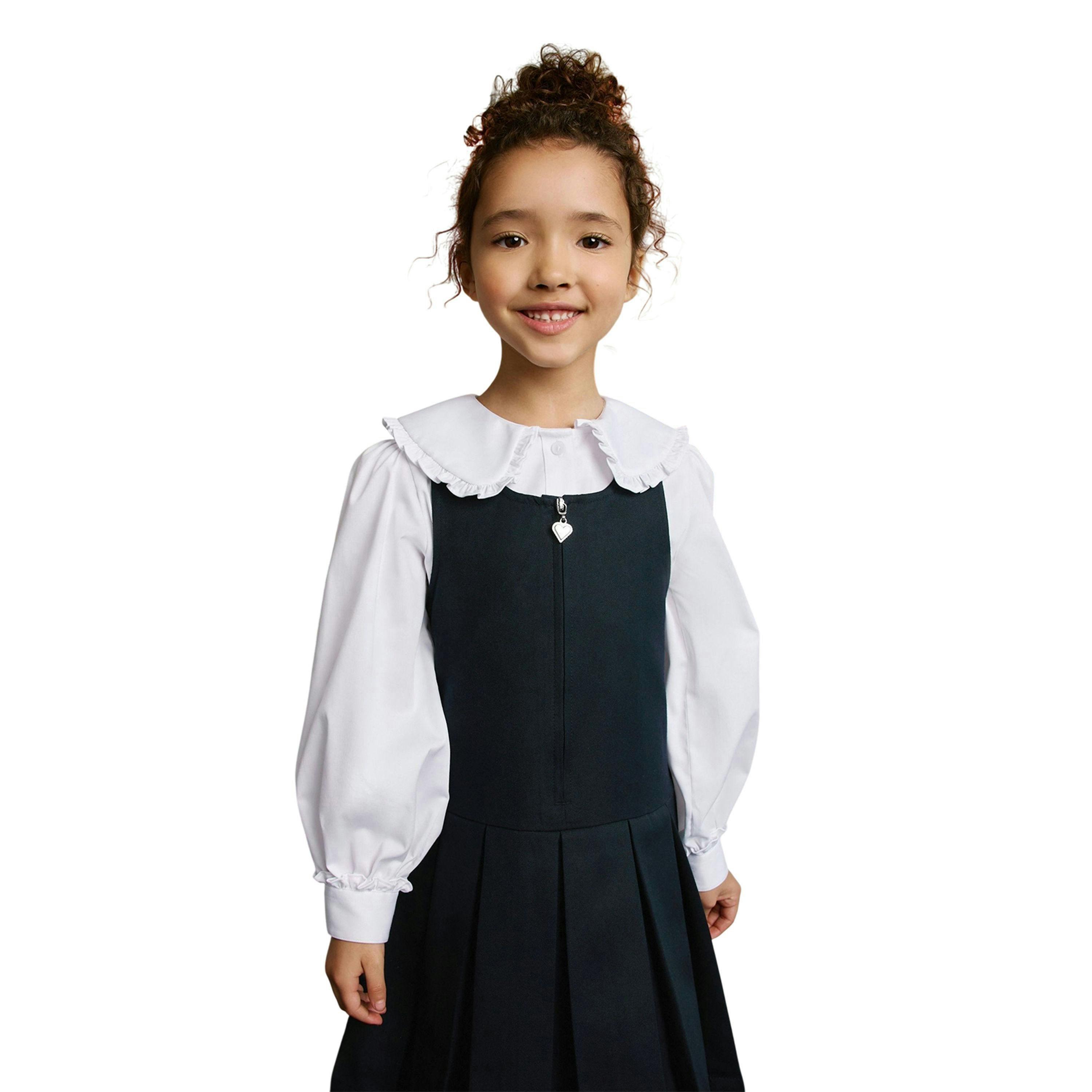 Clarks Girls Frill Collar Long-Sleeved Shirt (Pack of 2) — White
