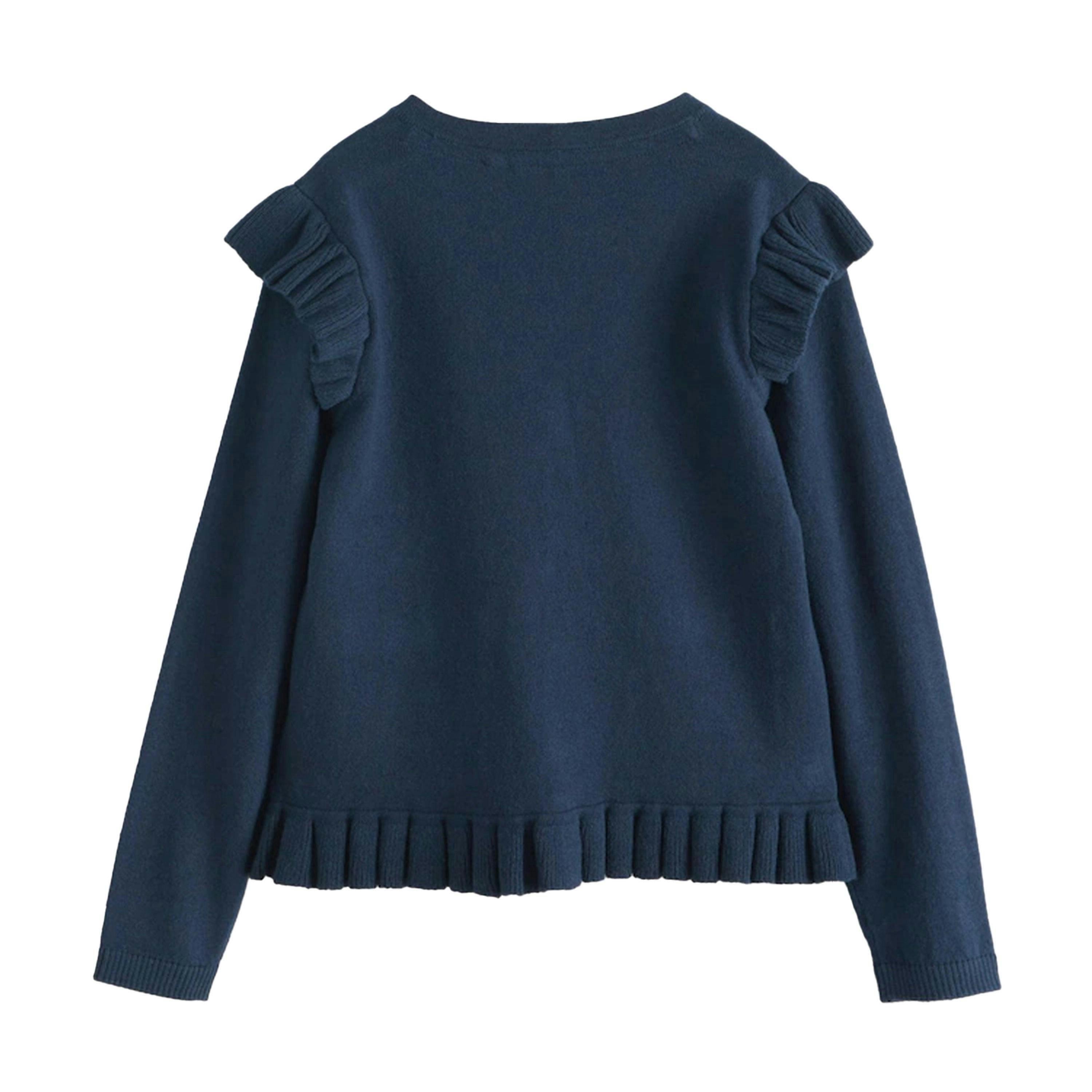 Clarks Girls Knitted Frill Cardigan — Blue