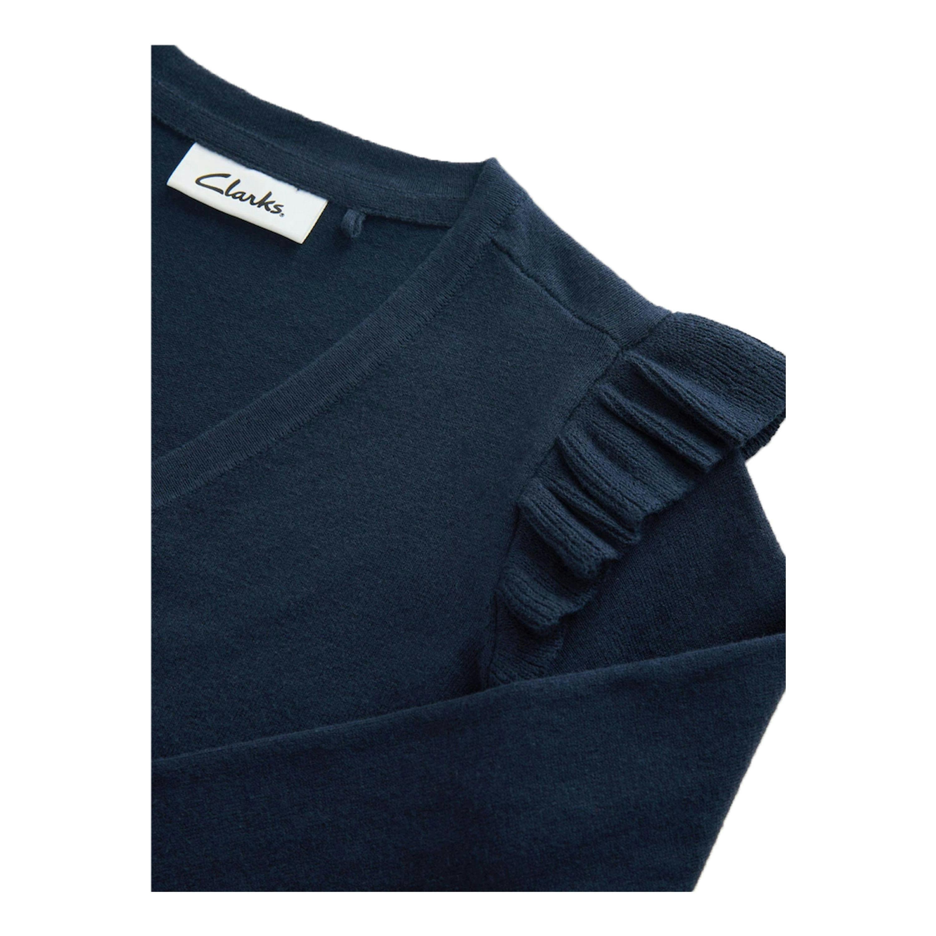 Clarks Girls Knitted Frill Cardigan — Blue