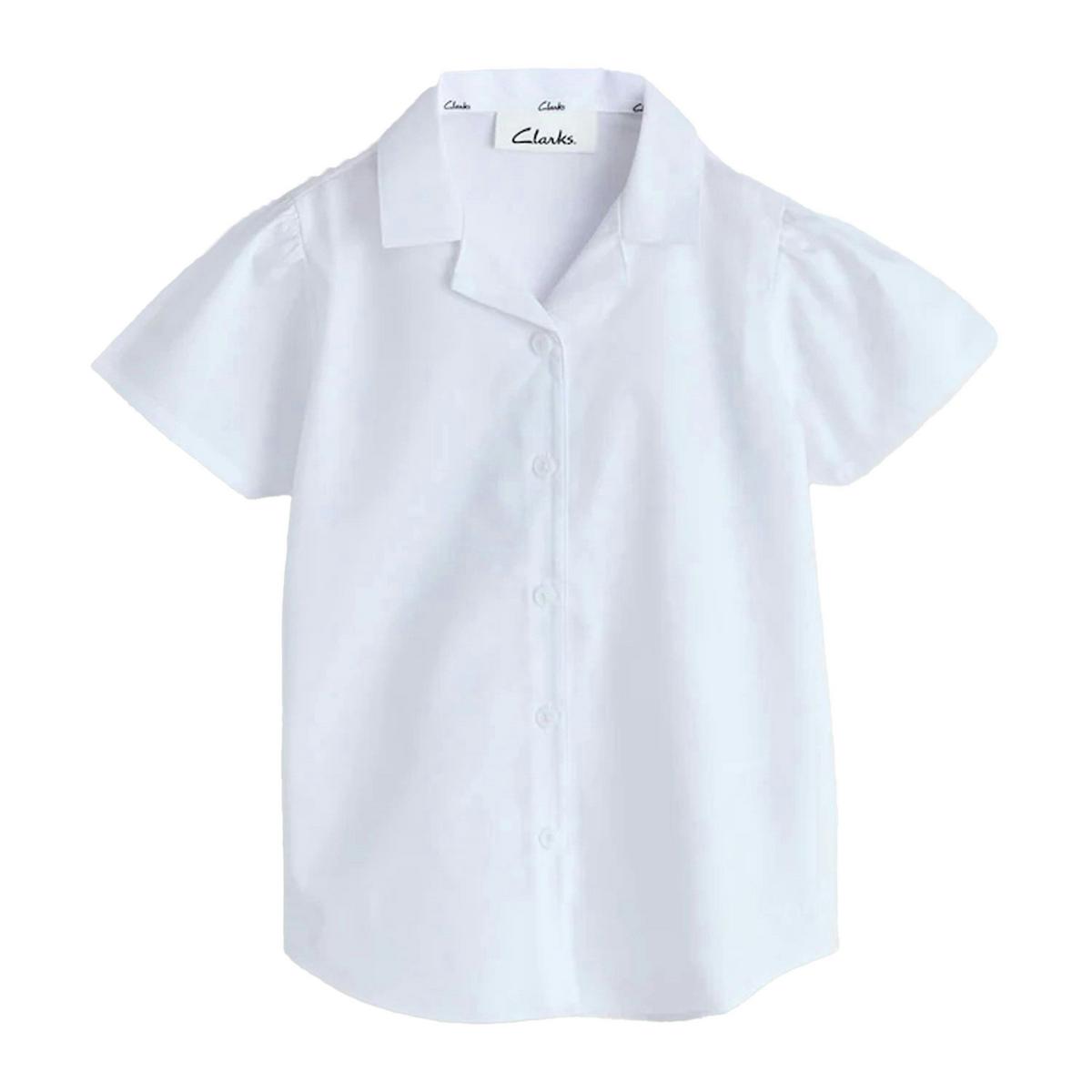 Clarks Girls Revere Collar Short-Sleeved School Shirt (Pack of 3) — White