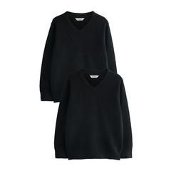Clarks Childrens/Kids Knitted School Jumper (Pack of 2) — Black/Green/Red 1