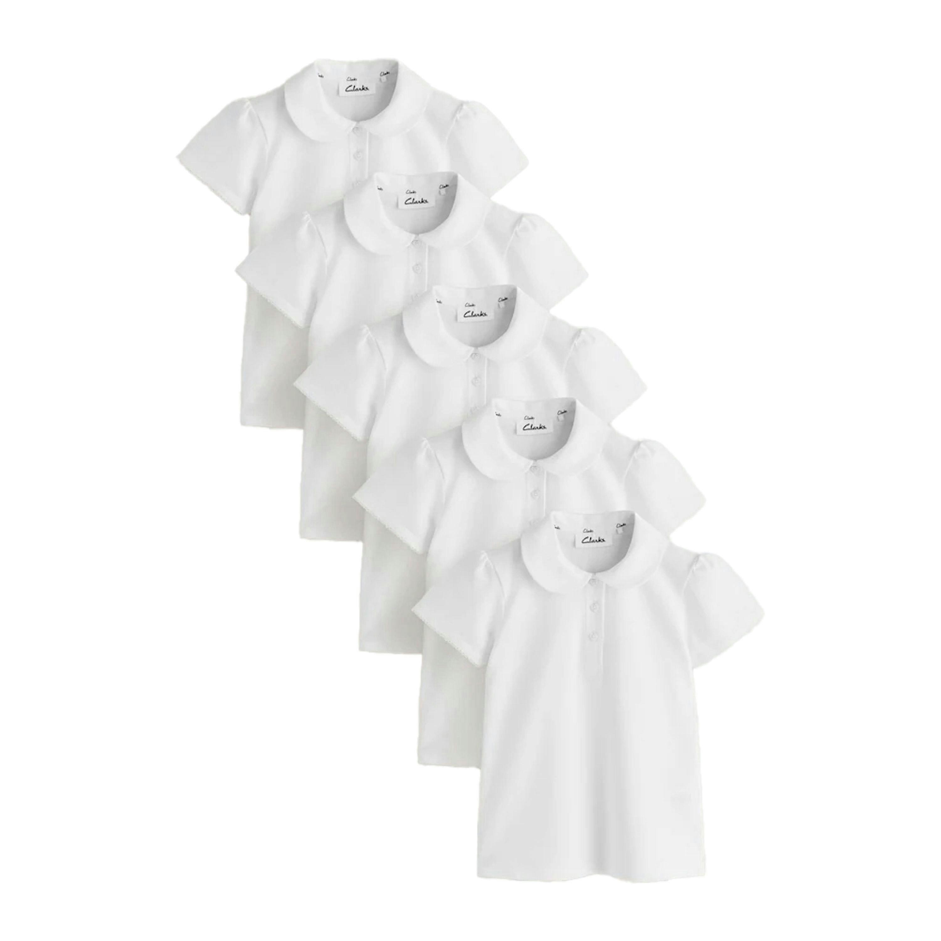 Clarks Girls Scallop Hem School Polo Shirt (Pack of 5) , view 1 of 4