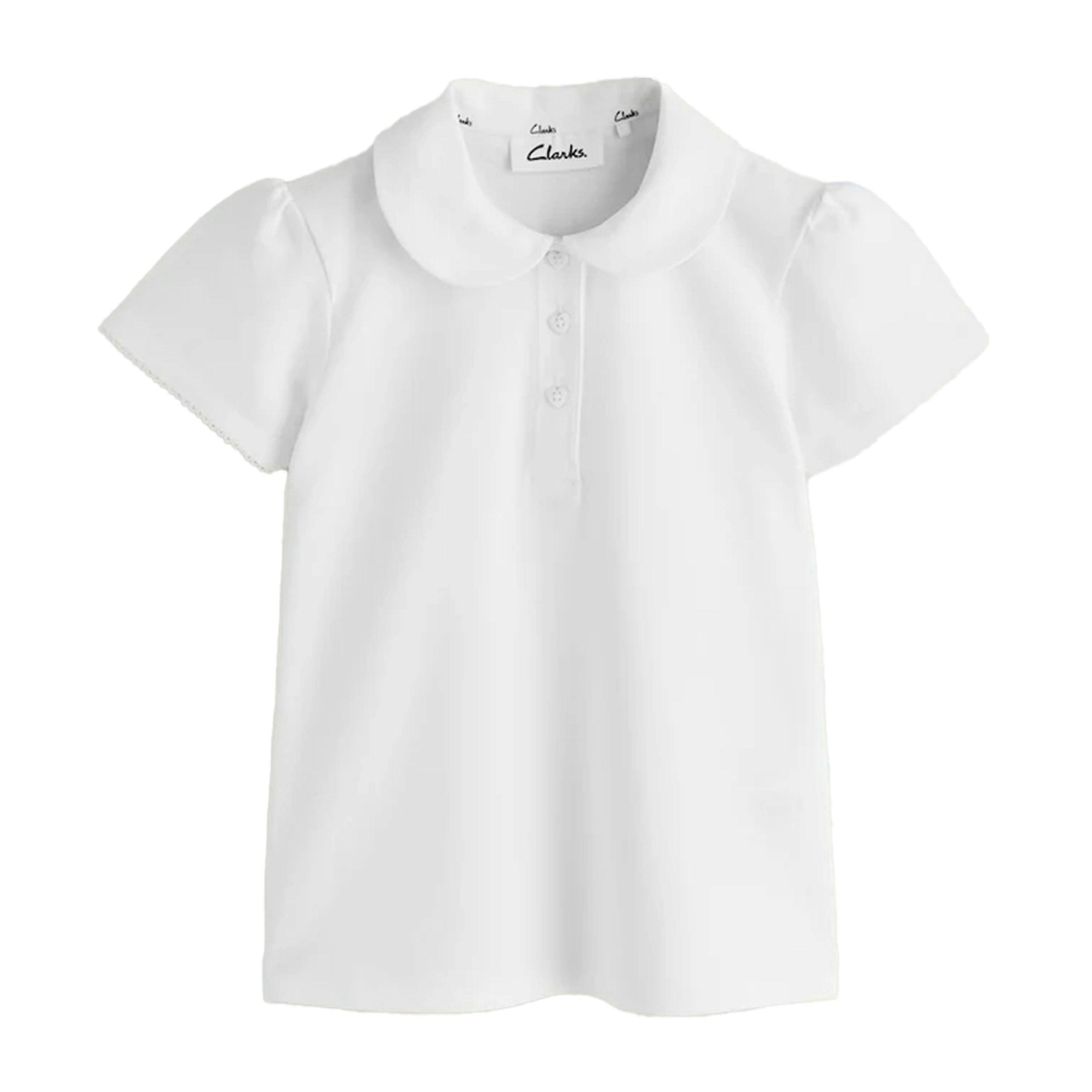 Clarks Girls Scallop Hem School Polo Shirt (Pack of 5) — White